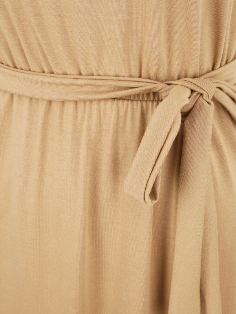 Robe mi-longue cintrée style portefeuille - Camel - 3