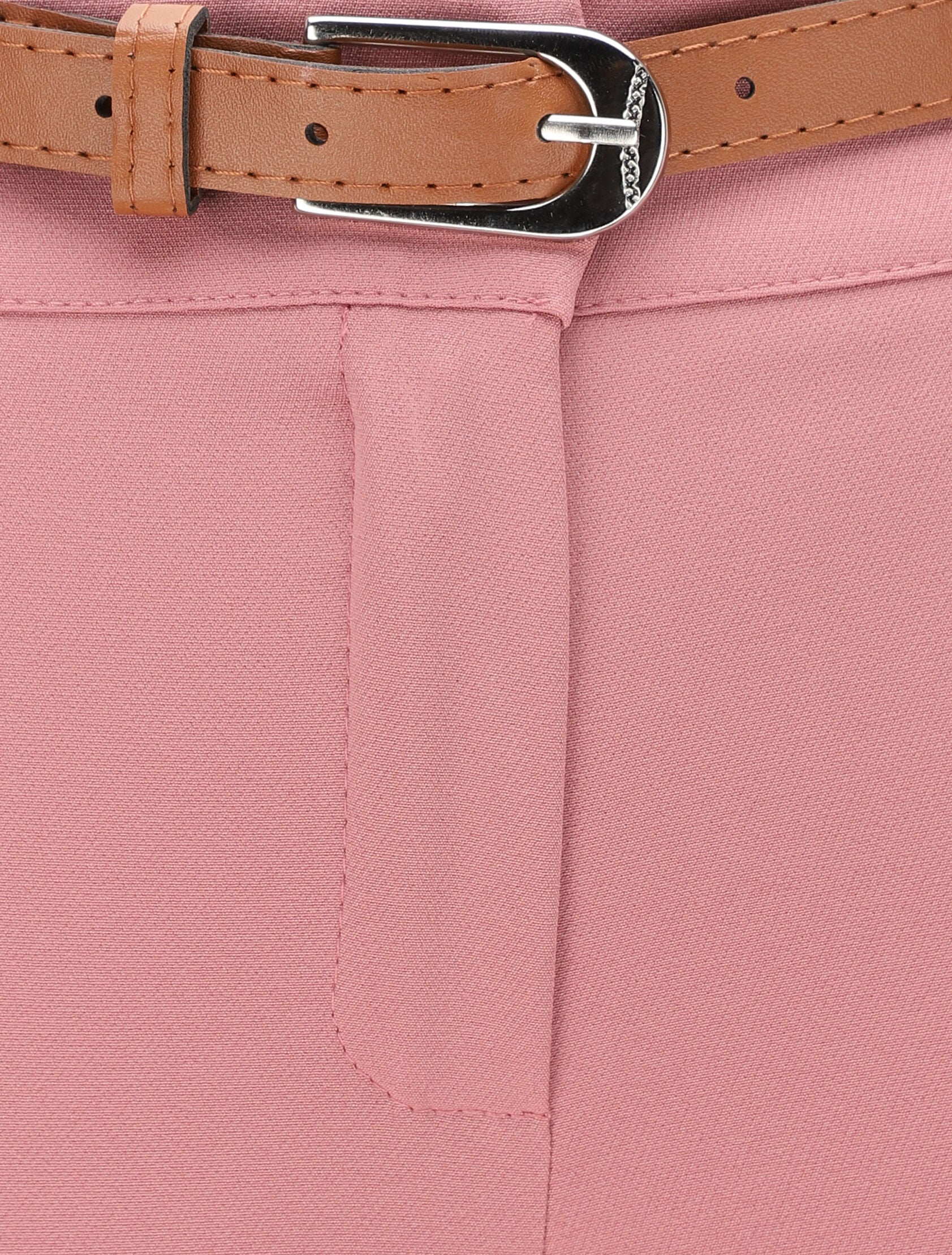 Pantalon droit uni à taille haute - Rose - 3