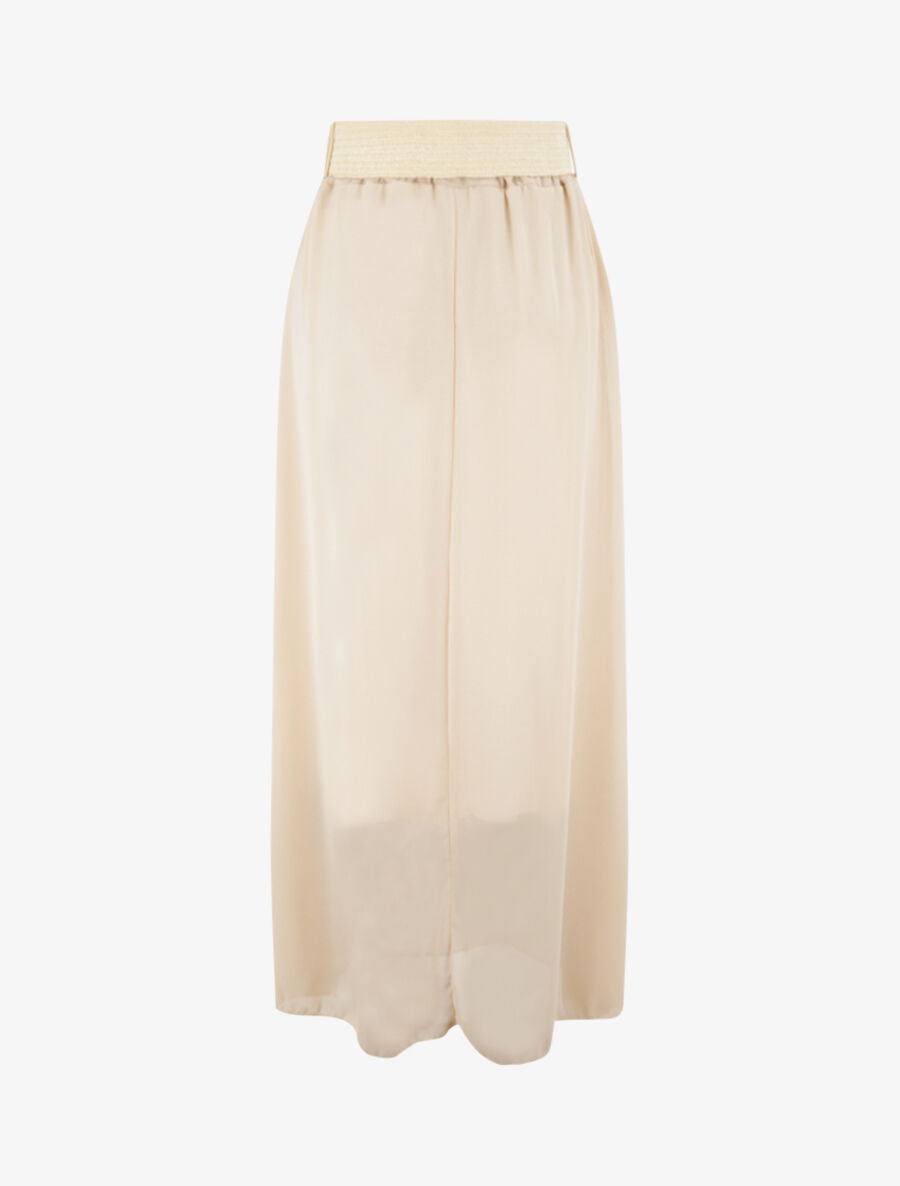 Jupe longue évasée en voile uni - Beige - 2