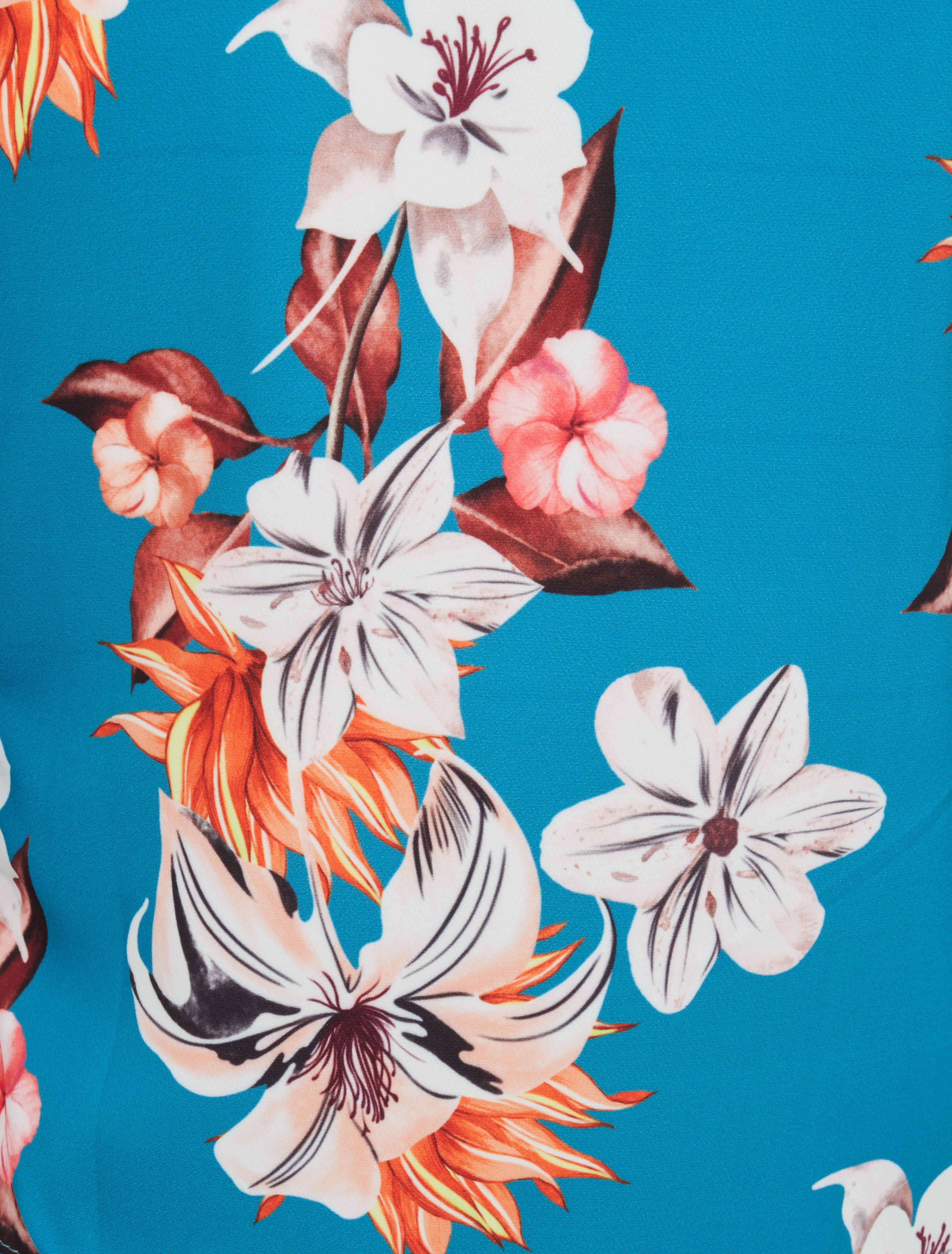 Veste courte à imprimé fleurs de lys - Bleu turquoise - 3