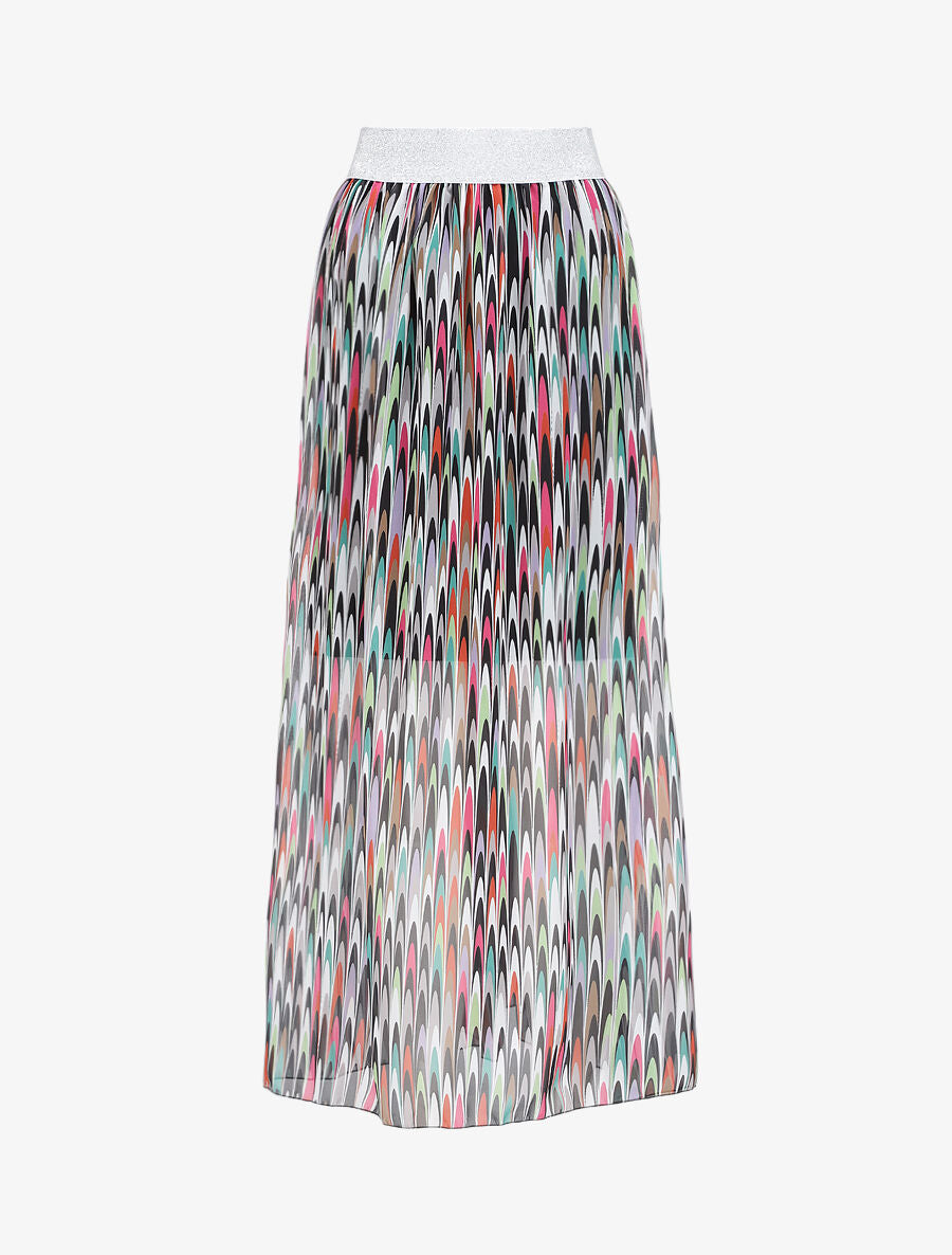 Jupe longue à imprimé rétro et ceinture irisée - Noir - 1