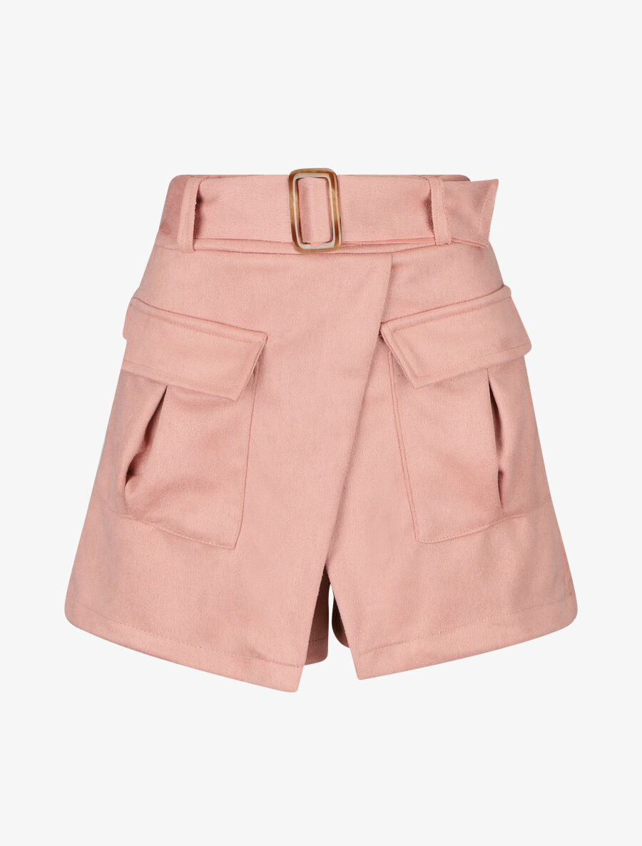 Jupe short en suédine - Rose - 1
