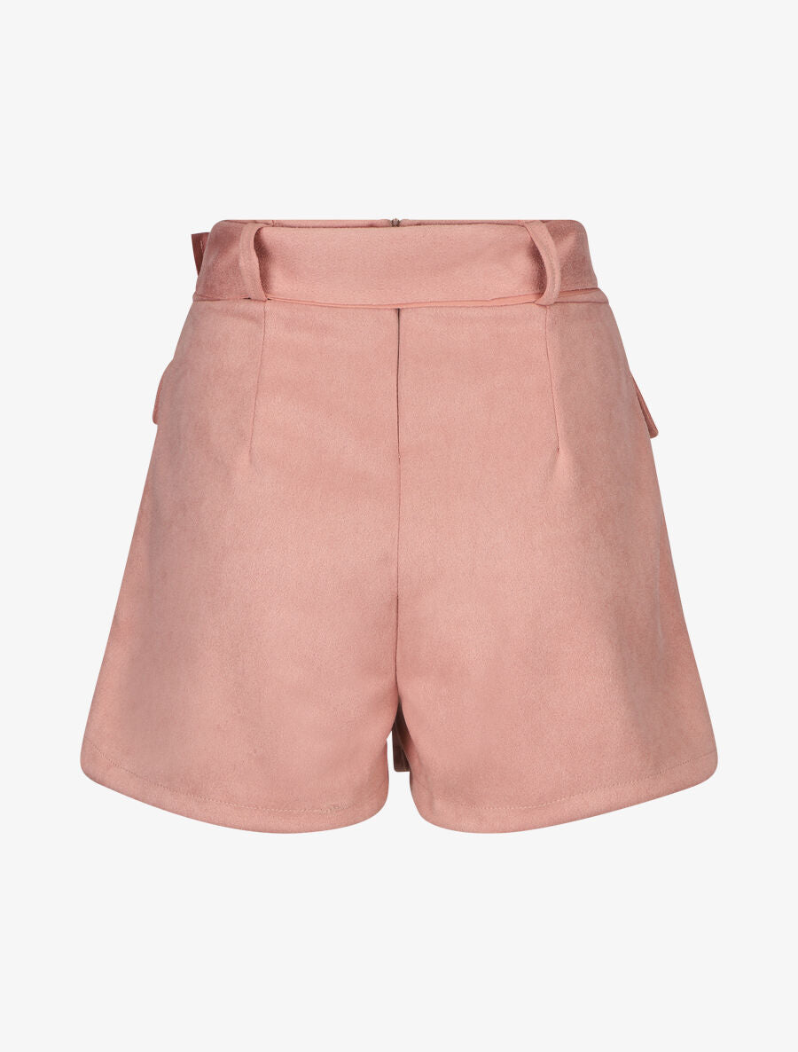 Jupe short en suédine - Rose - 2
