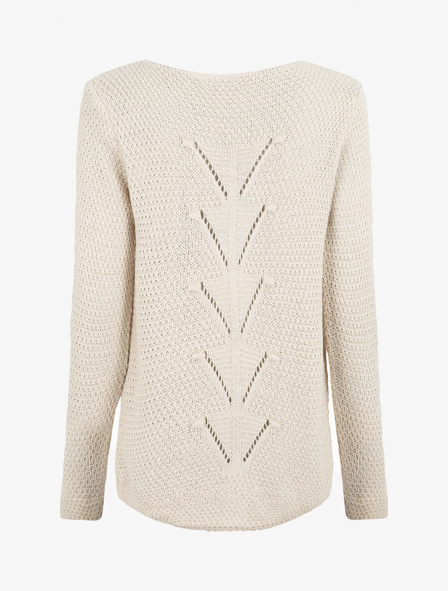 Pull droit à col rond - Beige - 2
