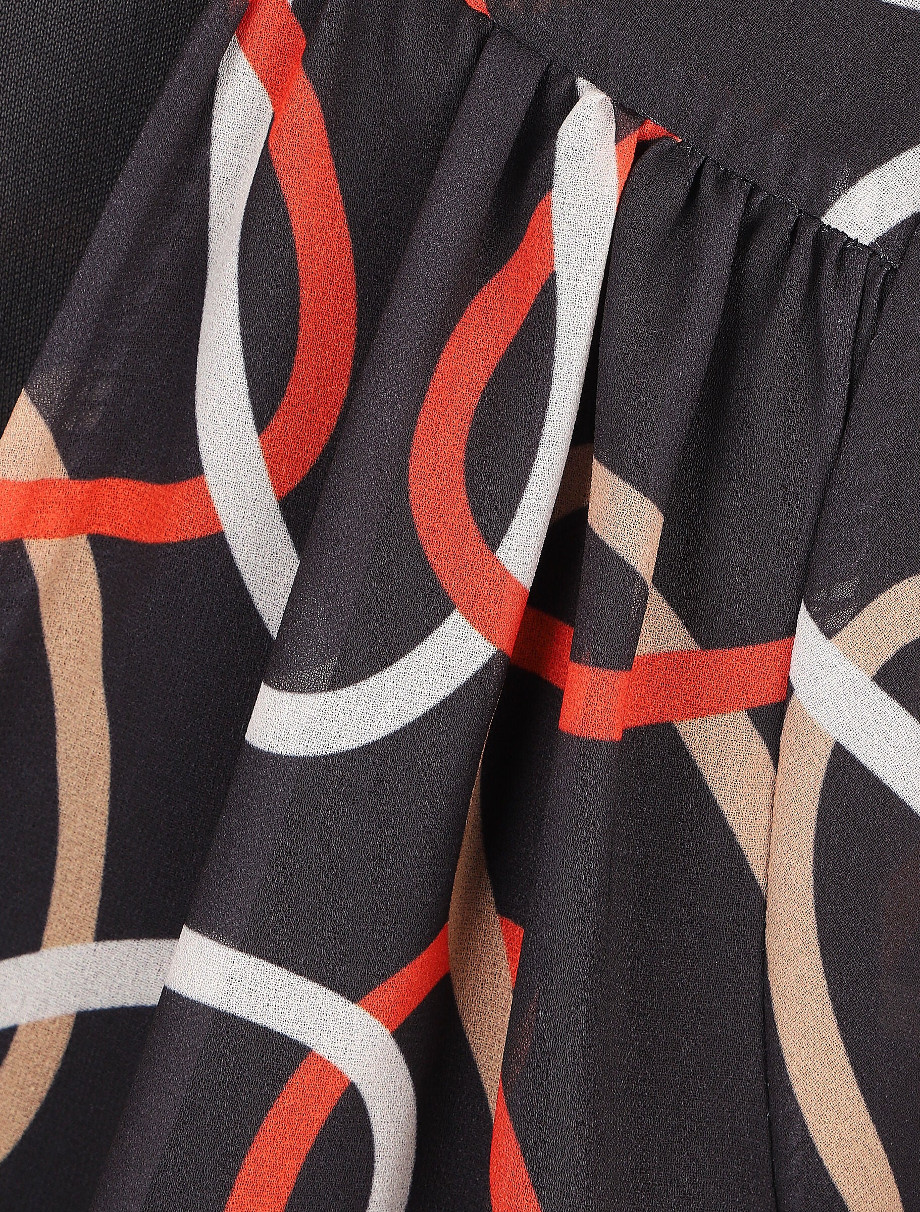 Robe fourreau à buste imprimé anneaux - Noir - 3
