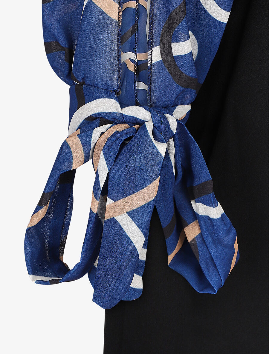 Robe fourreau à buste imprimé anneaux - Bleu - 3