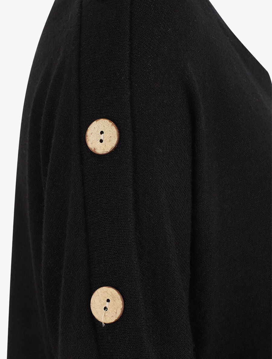 Pull droit à col volanté - Noir - 3