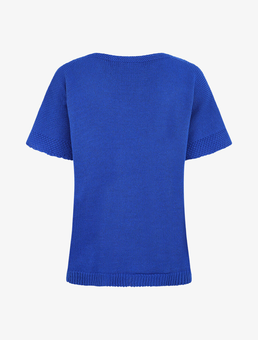 Pull à col rond et manches courtes - Bleu roi - 2