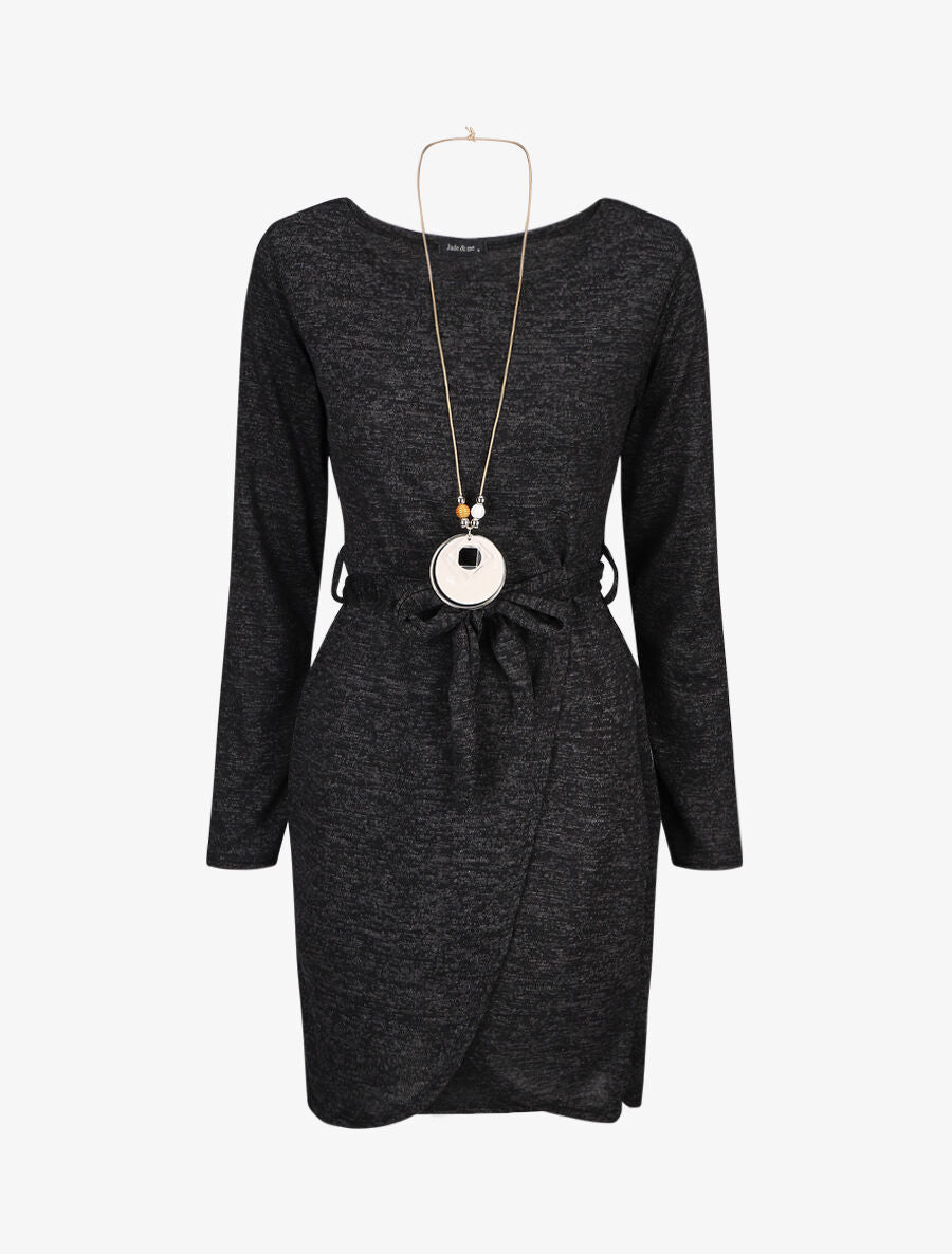 Robe pull style portefeuille - Noir - 4