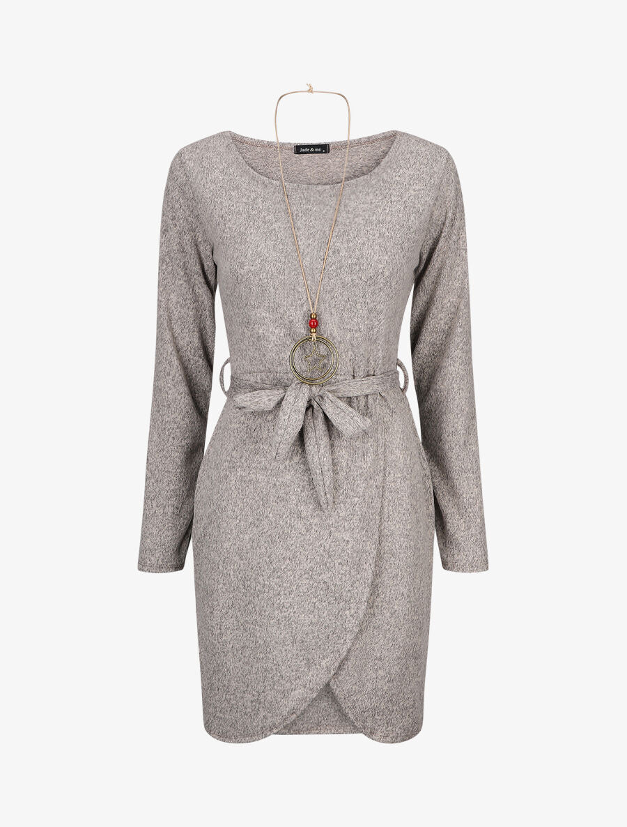 Robe pull style portefeuille - Taupe - 1