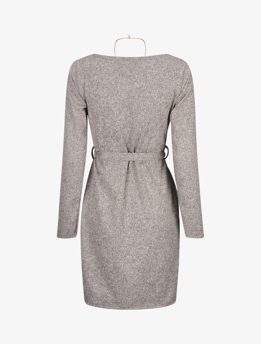 Robe pull style portefeuille - Taupe - 2