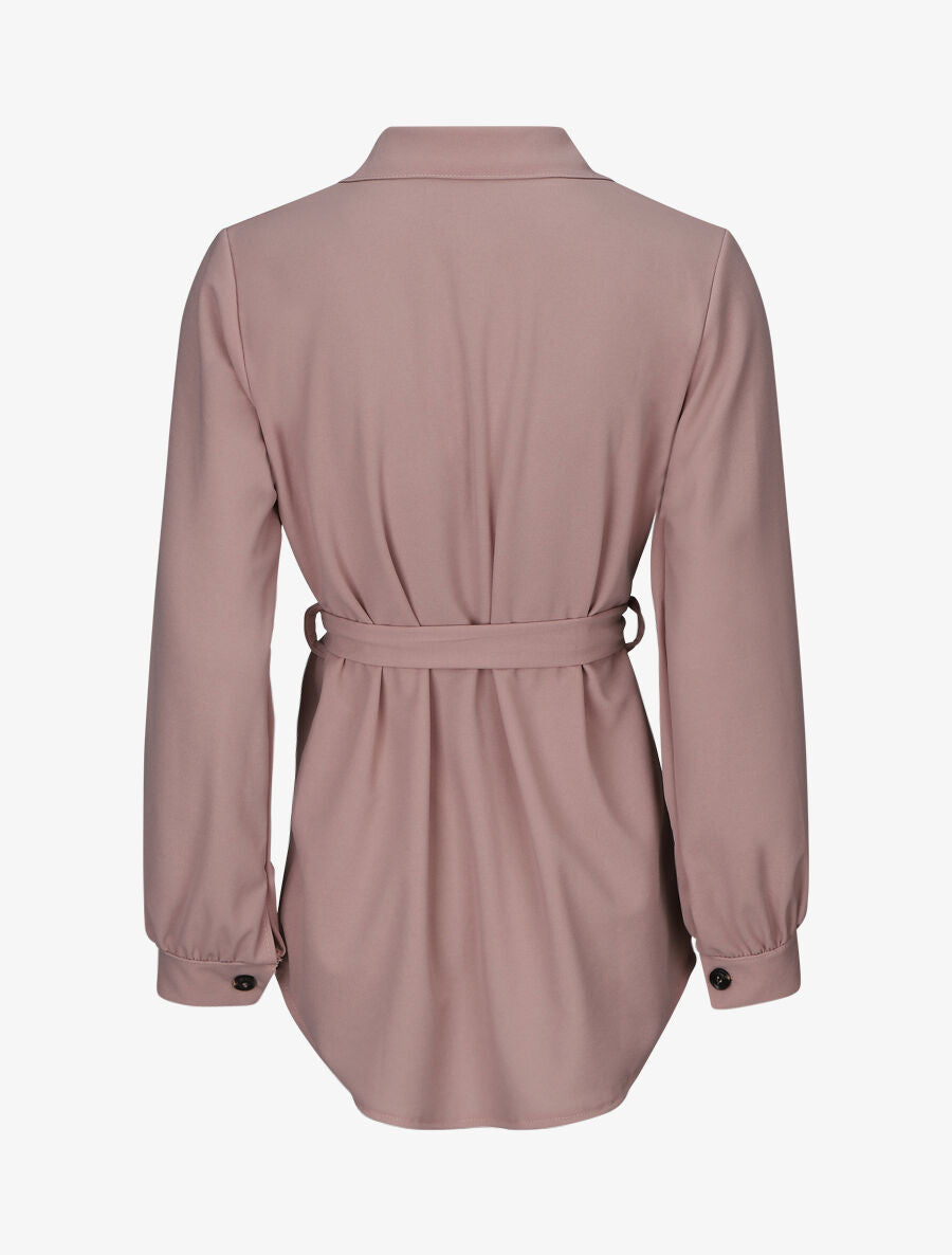 Chemise unie et liens à nouer - Vieux rose - 2