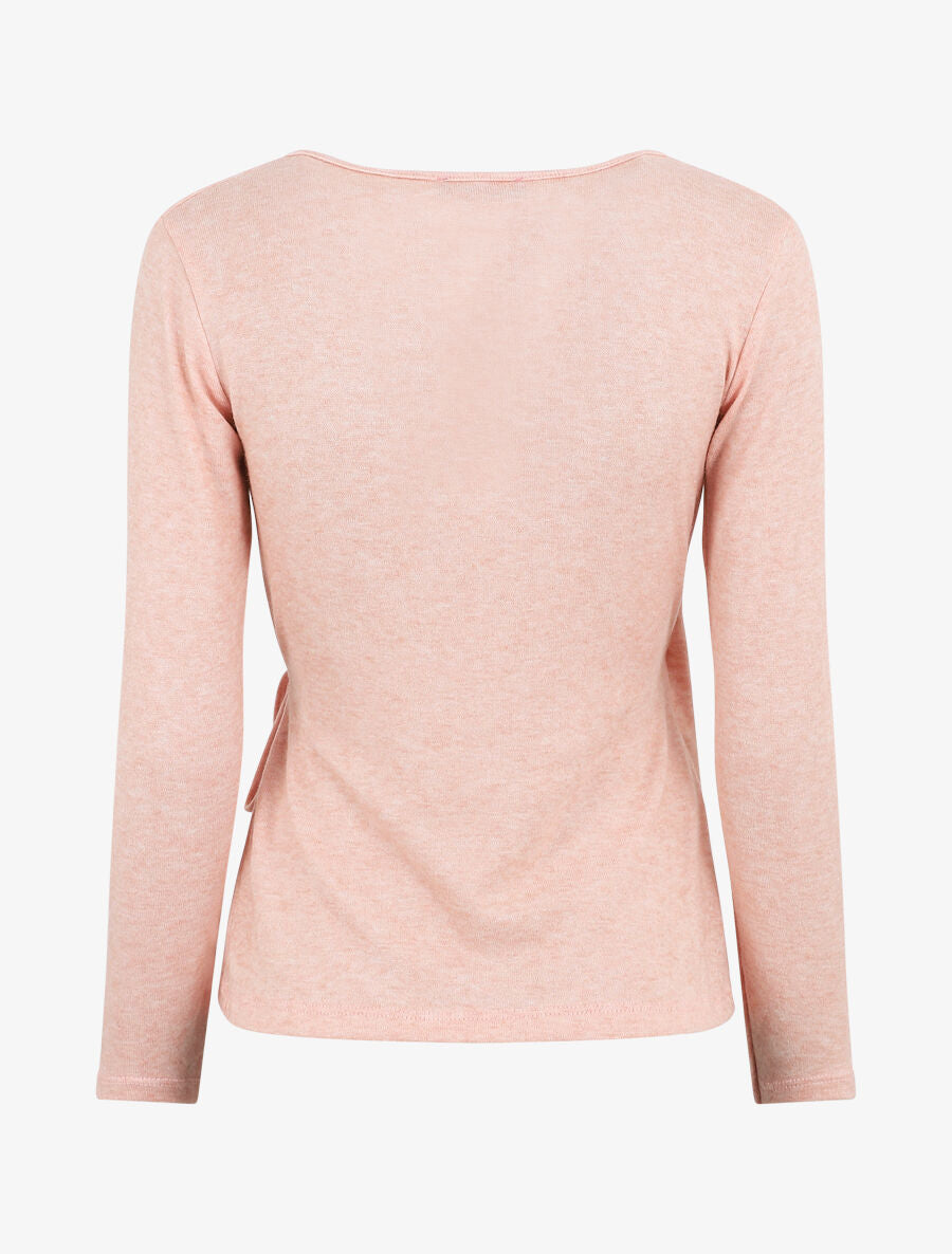 Pull cache-coeur uni - Rose poudré - 2