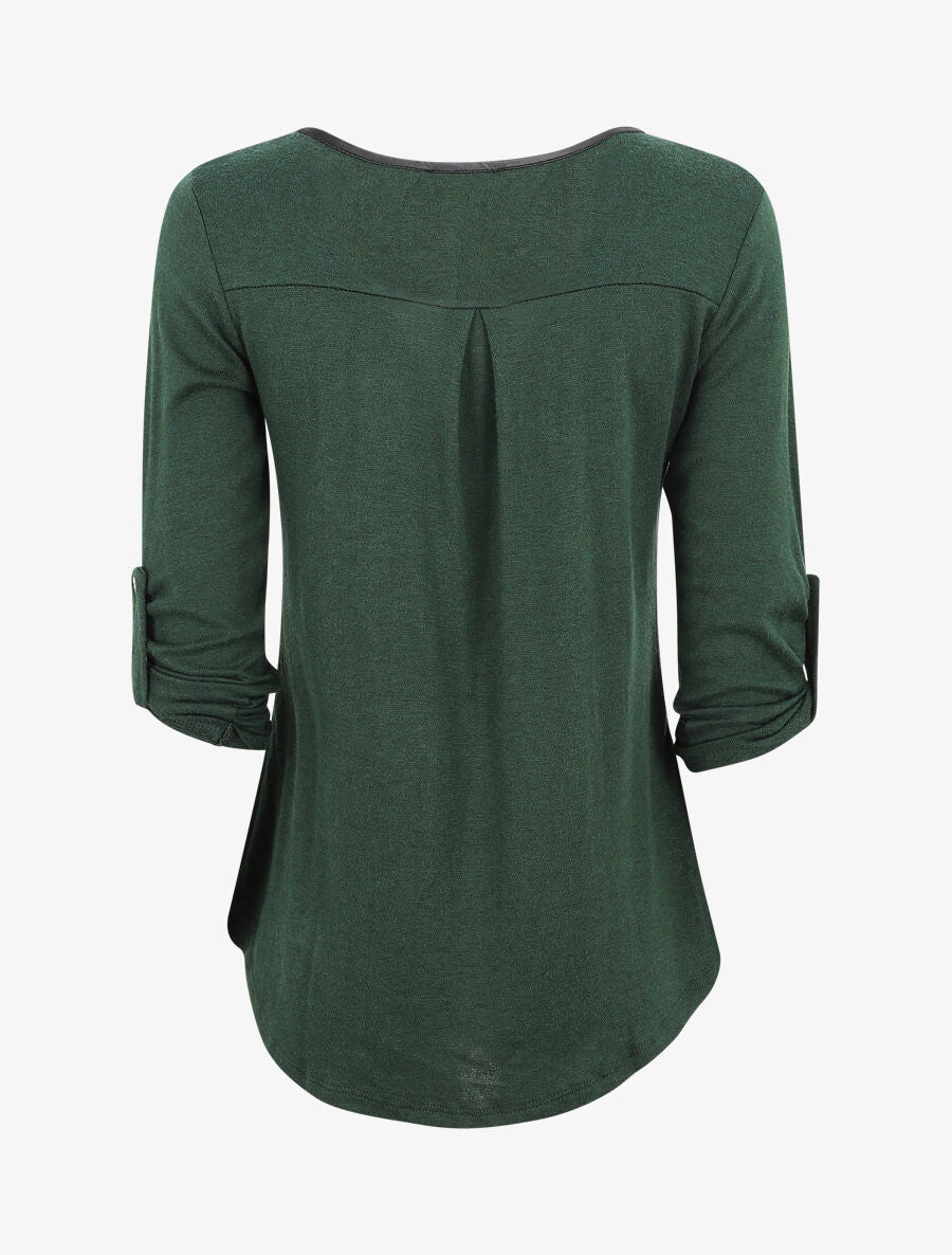 Pull fin droit à poche plaquée - Vert sapin - 2