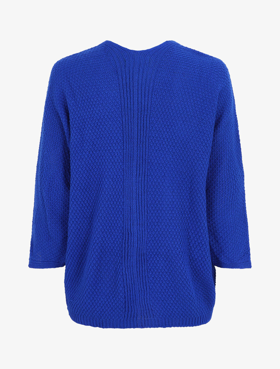 Gilet mi-long ouvert uni - Bleu roi - 2