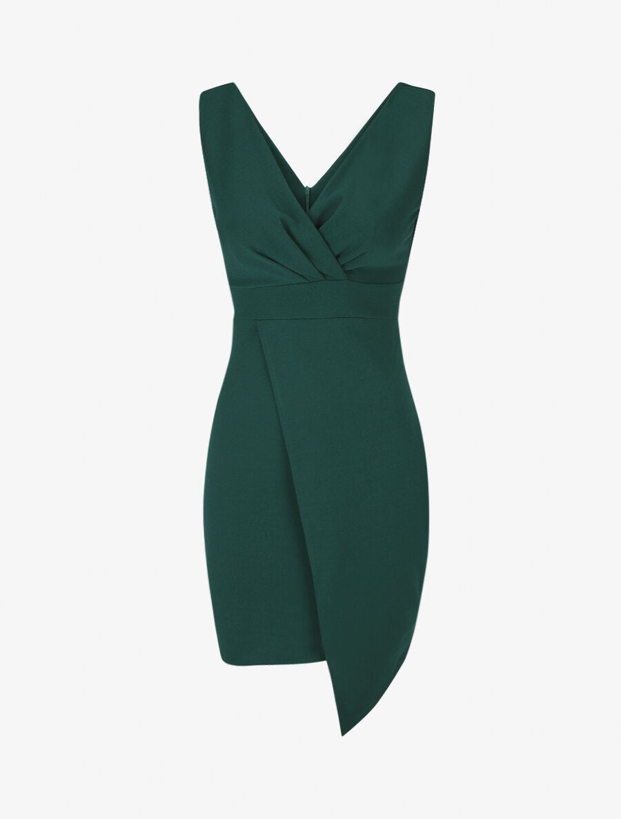 Robe fourreau cache-coeur - Vert sapin - 2