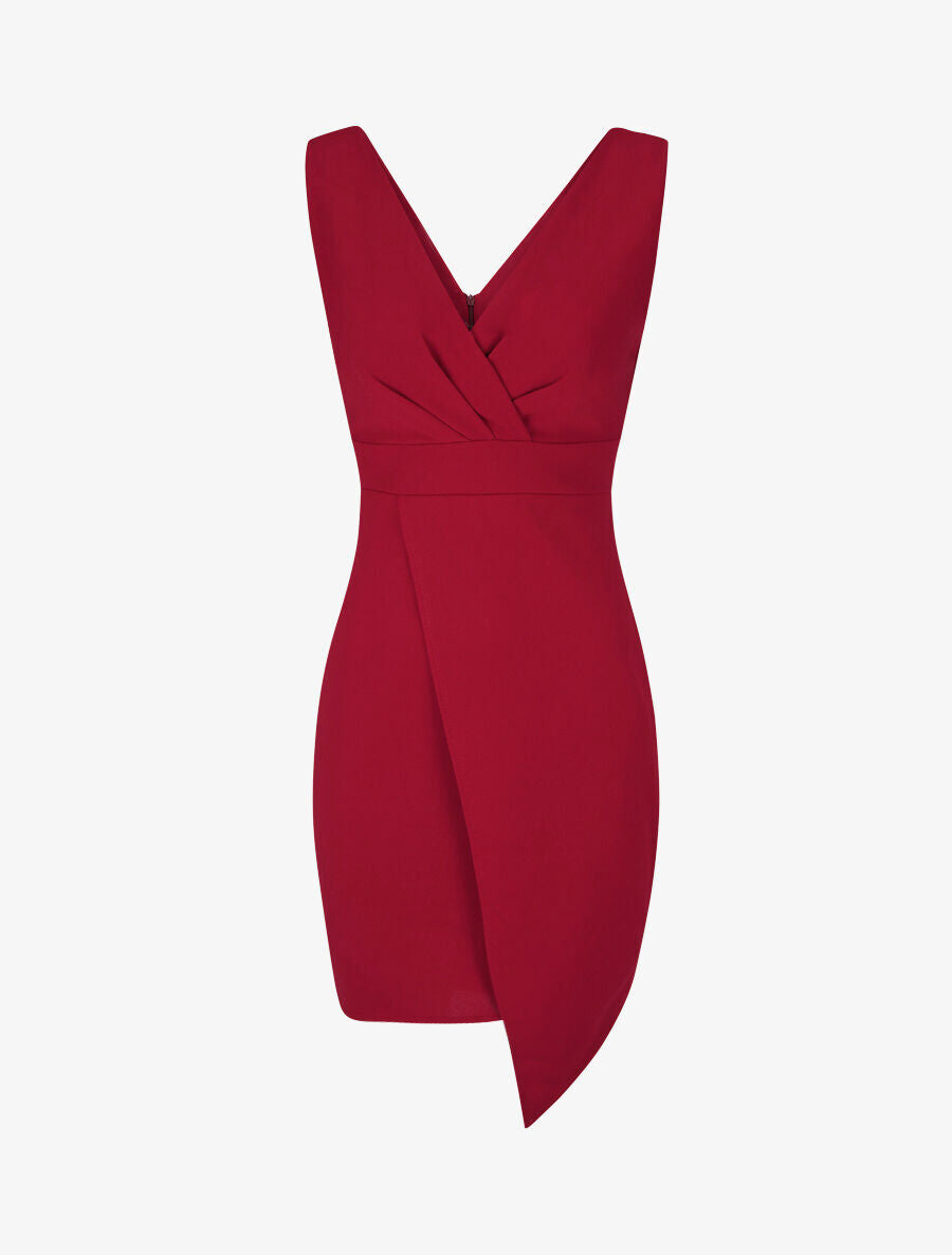 Robe fourreau cache-coeur - Rouge - 5