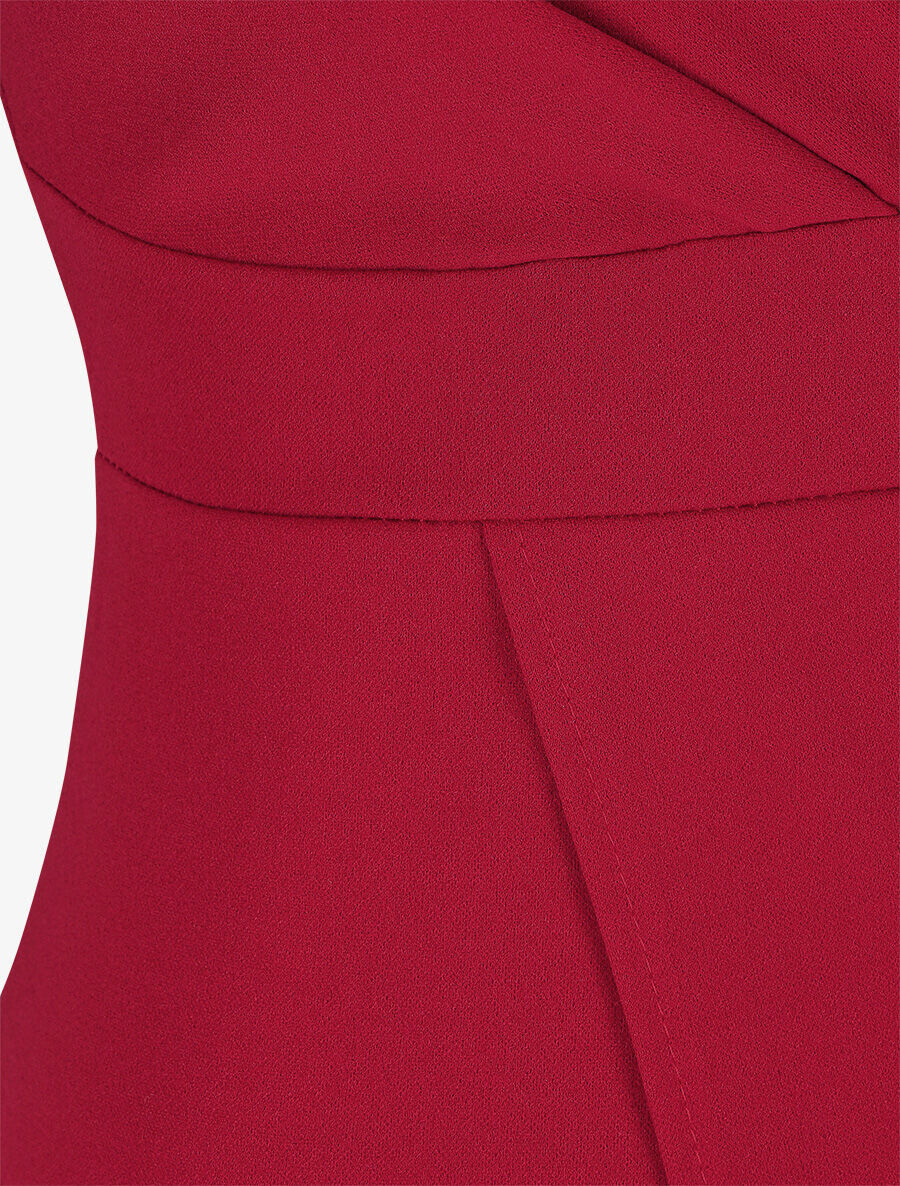 Robe fourreau cache-coeur - Rouge - 4