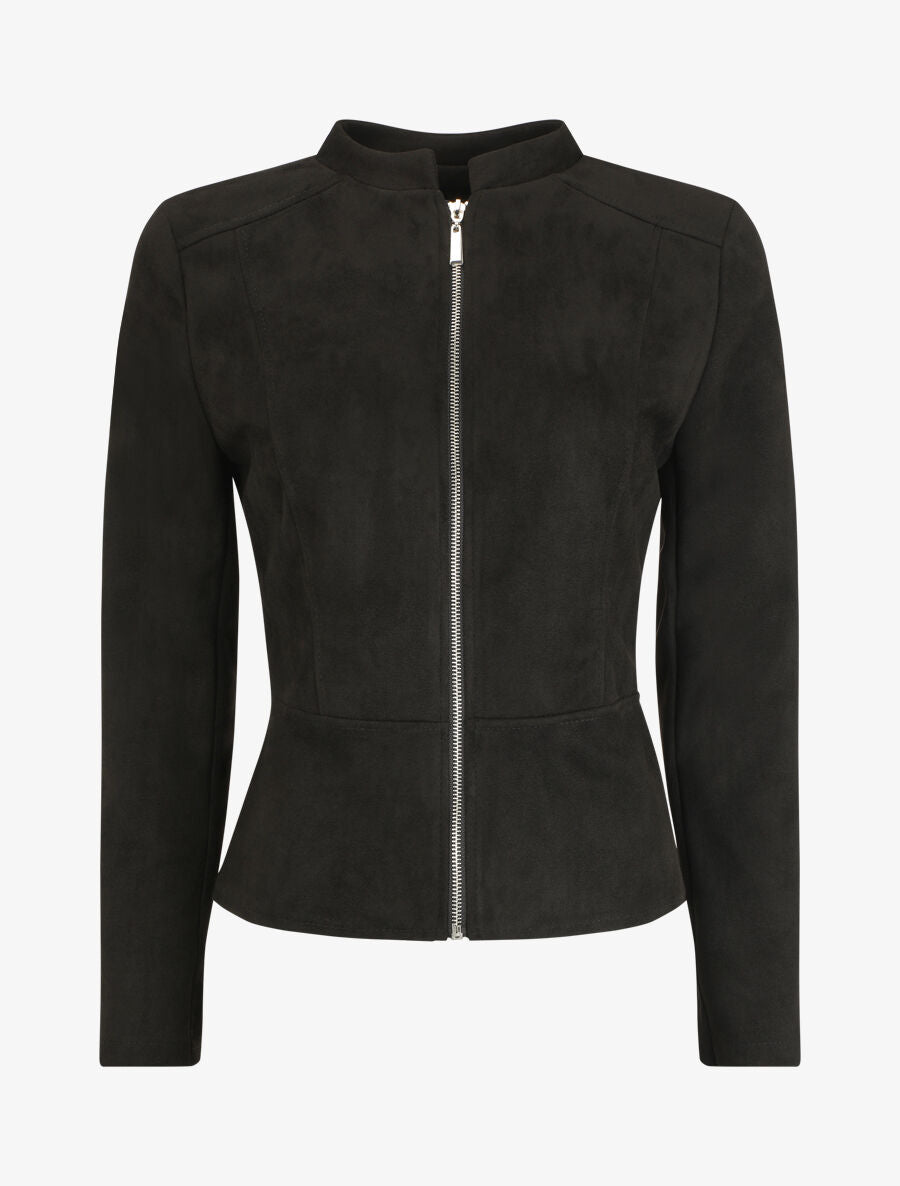 Veste zippée en suédine - Noir - 1