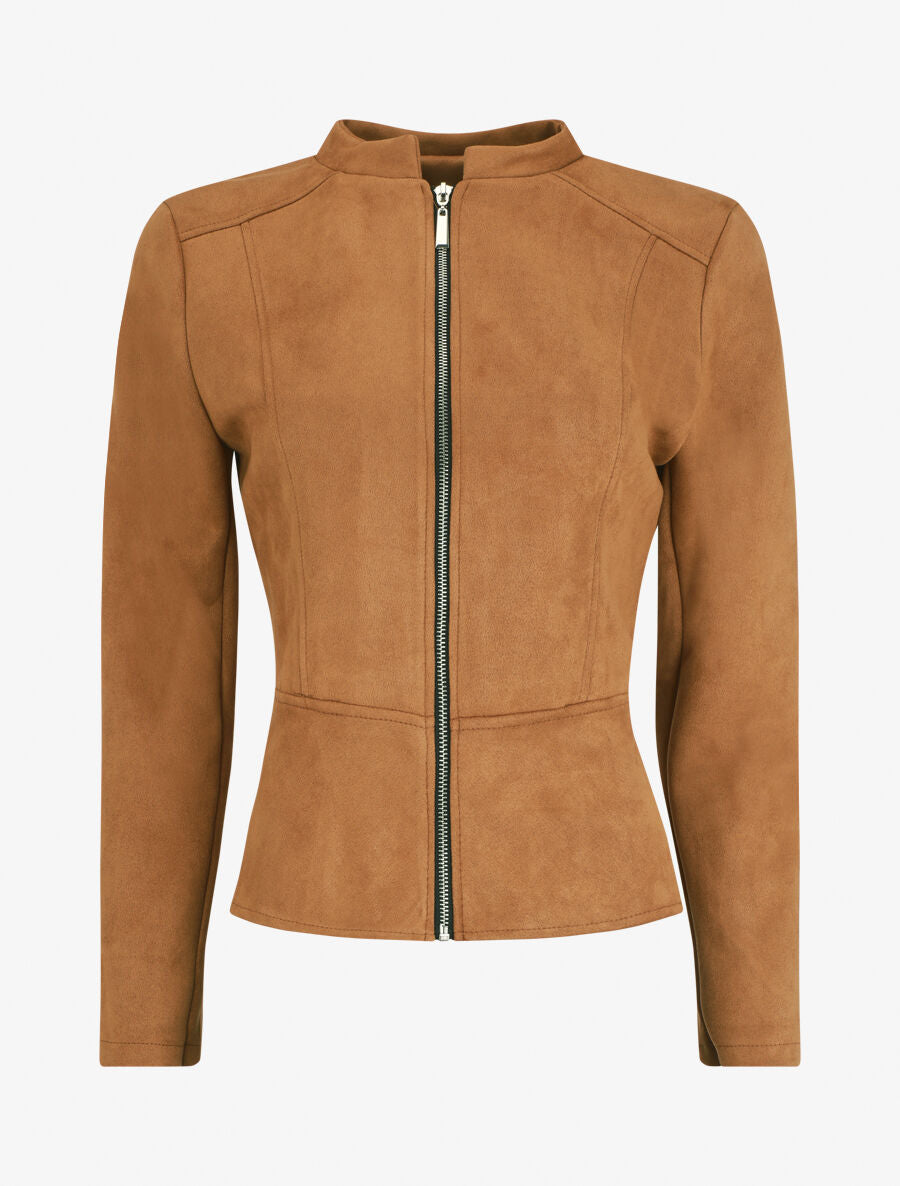 Veste zippée en suédine - Camel - 2