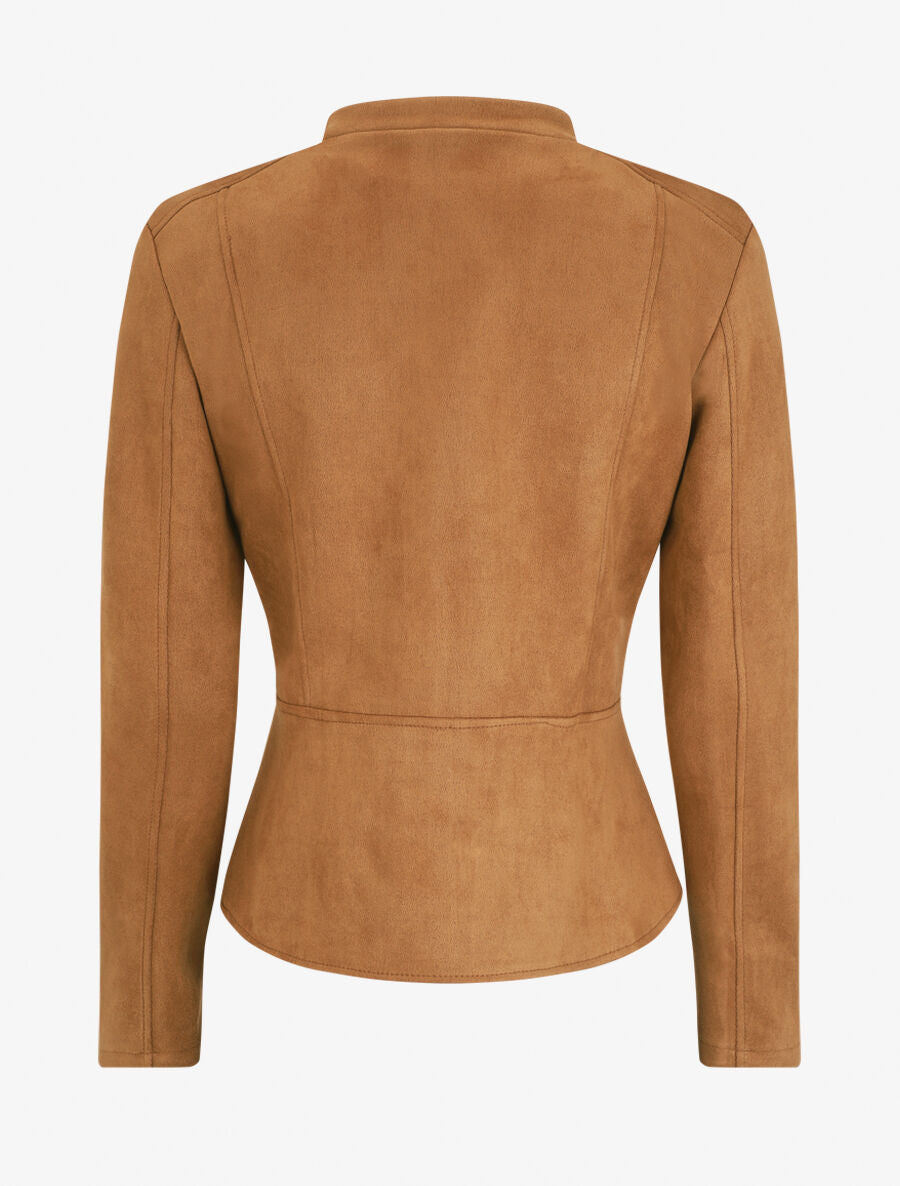 Veste zippée en suédine - Camel - 3