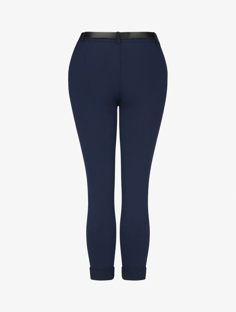 Pantalon droit à poches fantaisies - Marine - 2