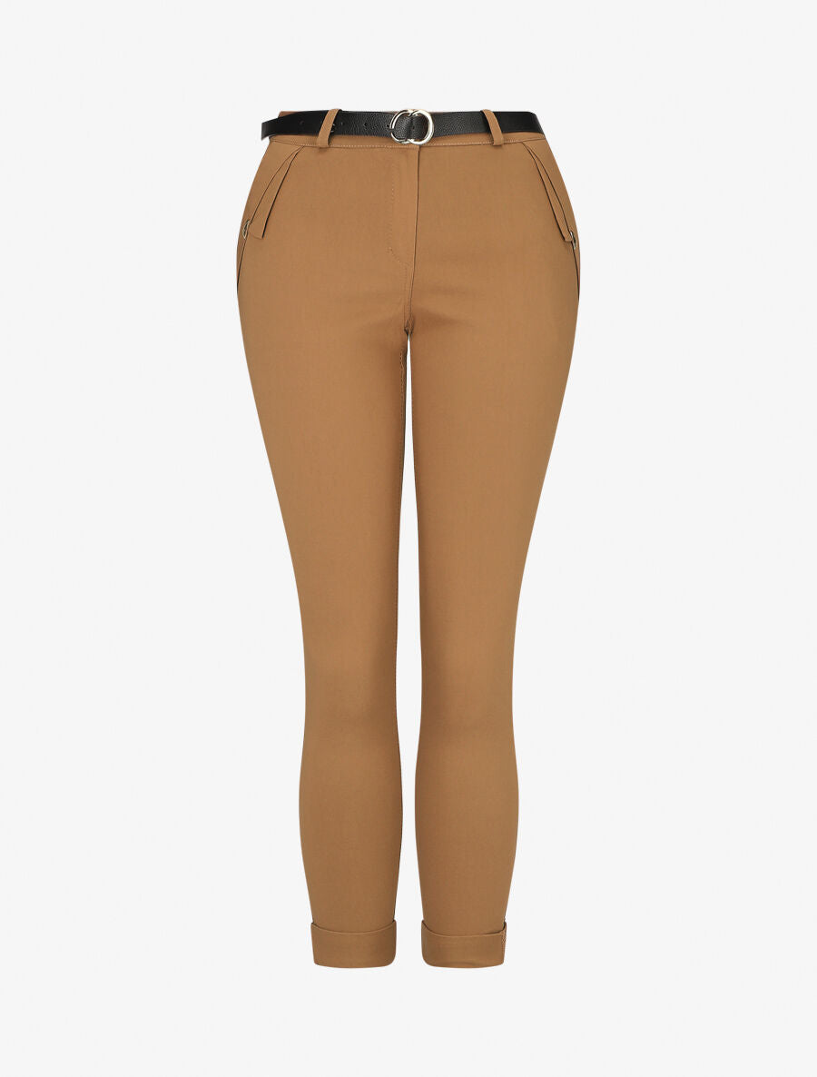 Pantalon droit à poches fantaisies - Camel - 1