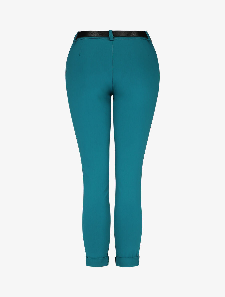 Pantalon droit à poches fantaisies - Bleu canard - 2