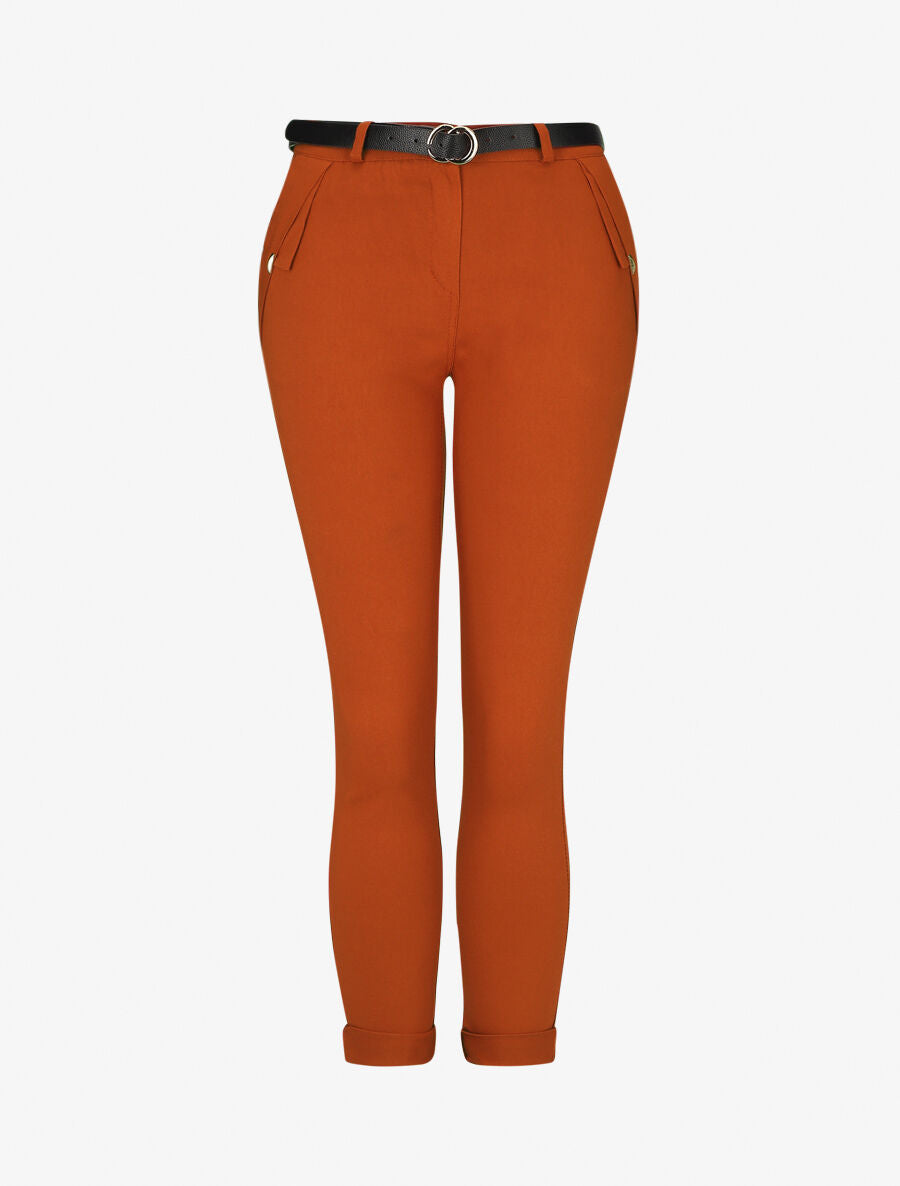 Pantalon droit à poches fantaisies - Orange - 4