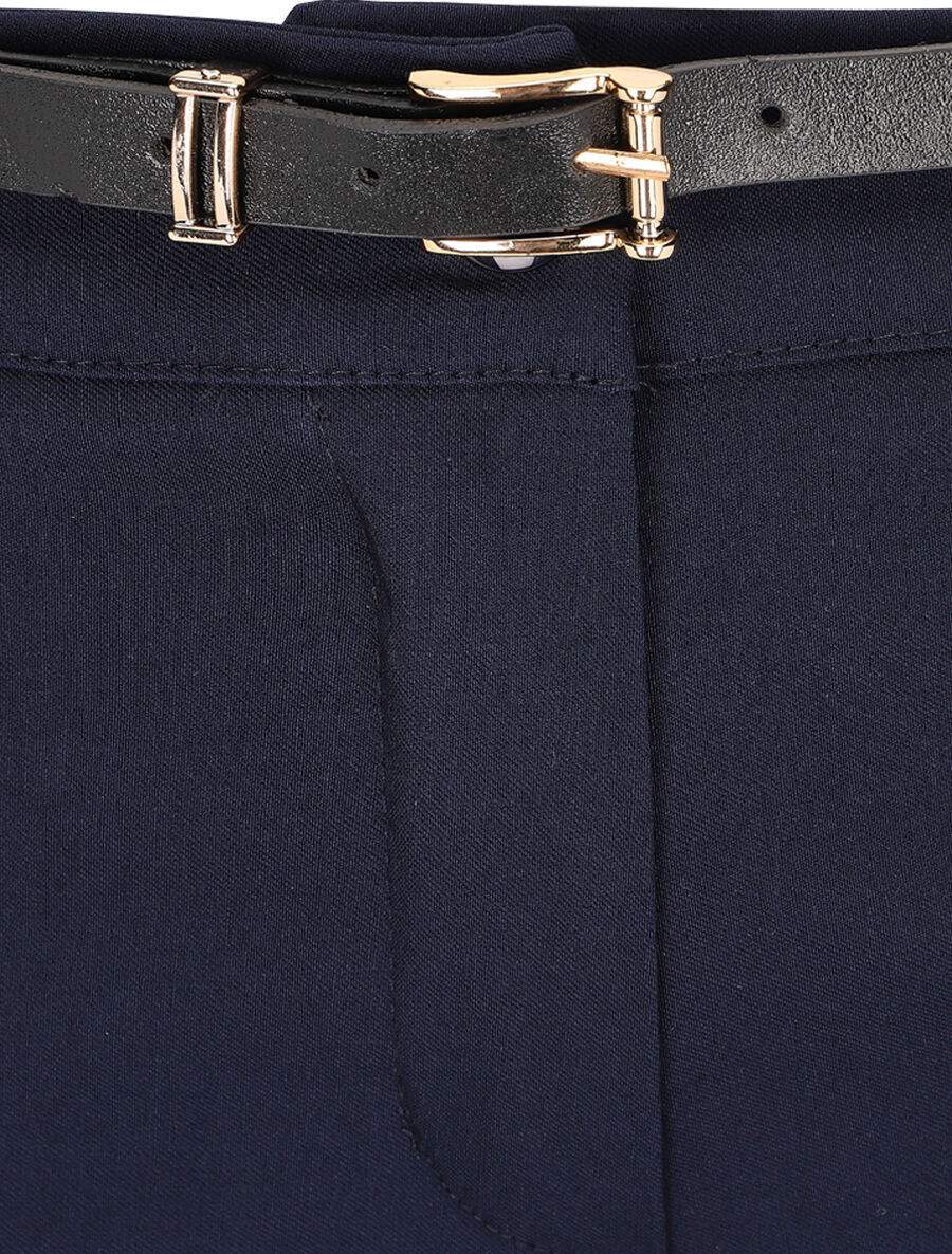 Pantalon 7/8 uni à revers - Marine - 3