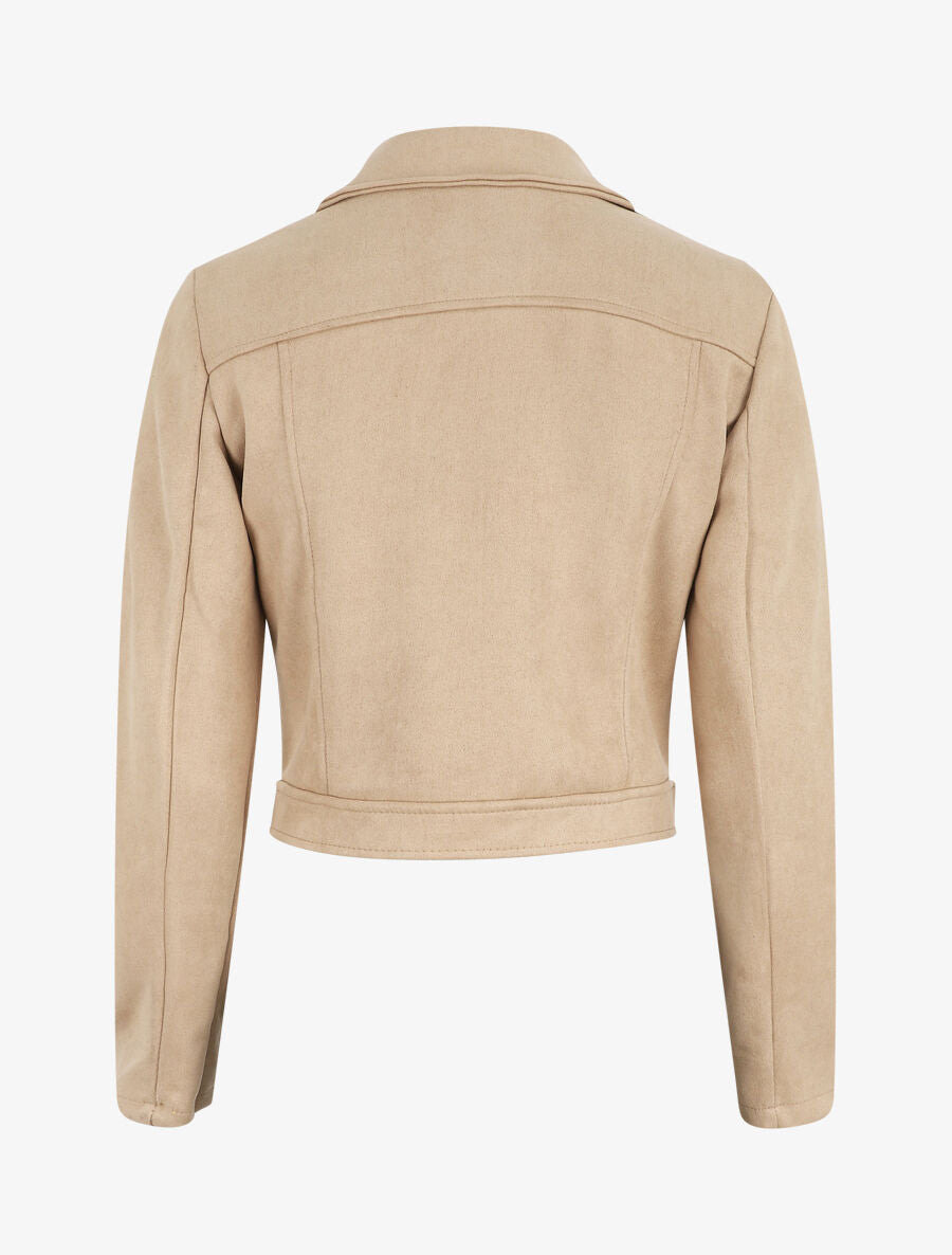 Perfecto court en suédine - Beige - 2