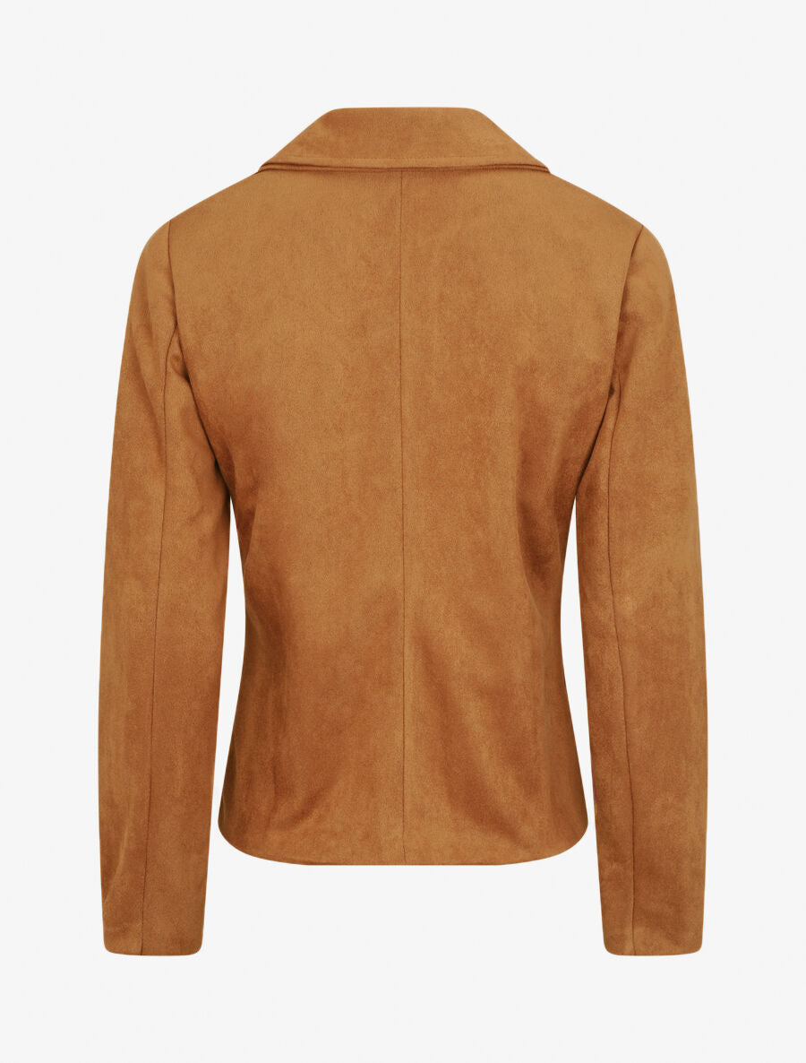 Veste style perfecto en suédine - Camel - 2