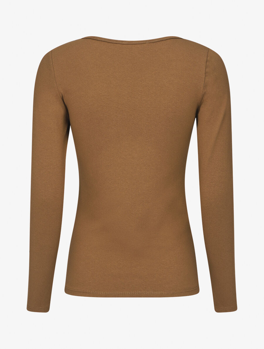 Top uni coupe droite - Camel - 2
