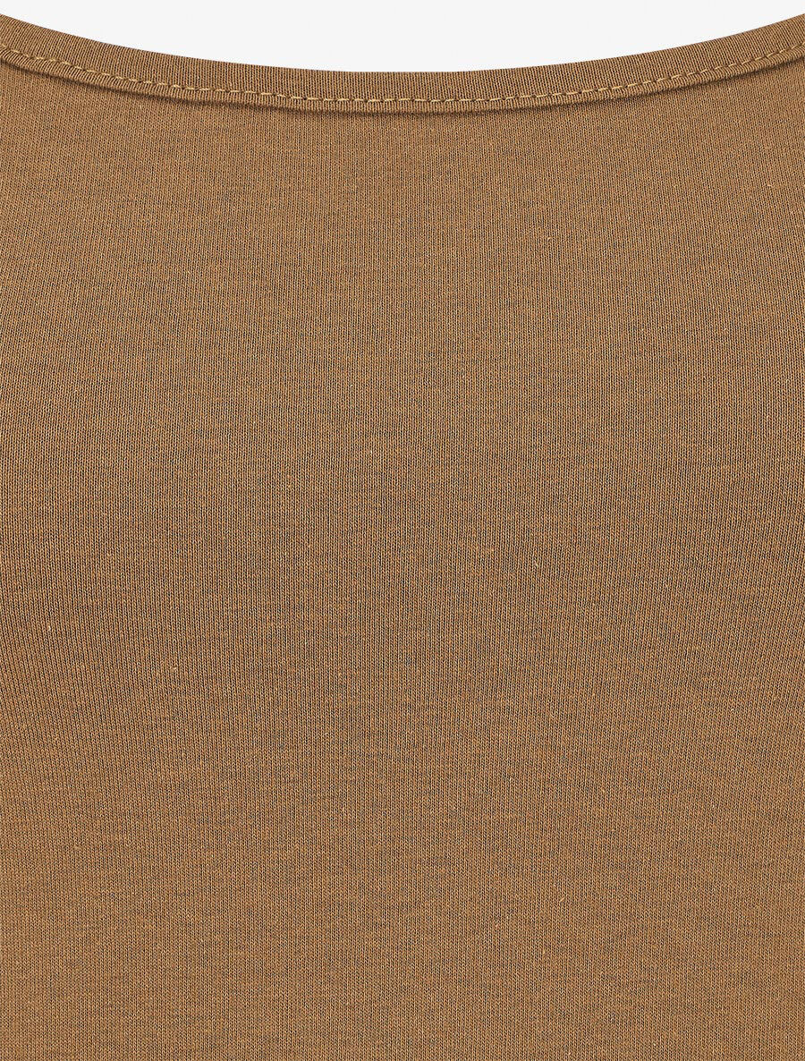 Top uni coupe droite - Camel - 3