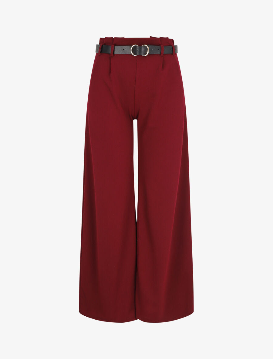 Pantalon fluide coupe ample - Bordeaux - 1