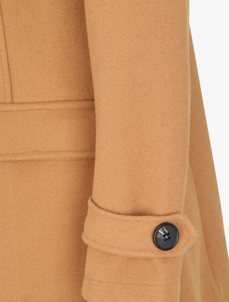 Duffle coat à capuche à fourrure - Camel - 3