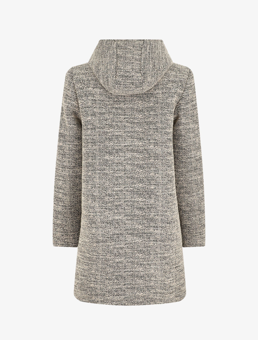 Manteau mi-long chiné à capuche - Beige - 2
