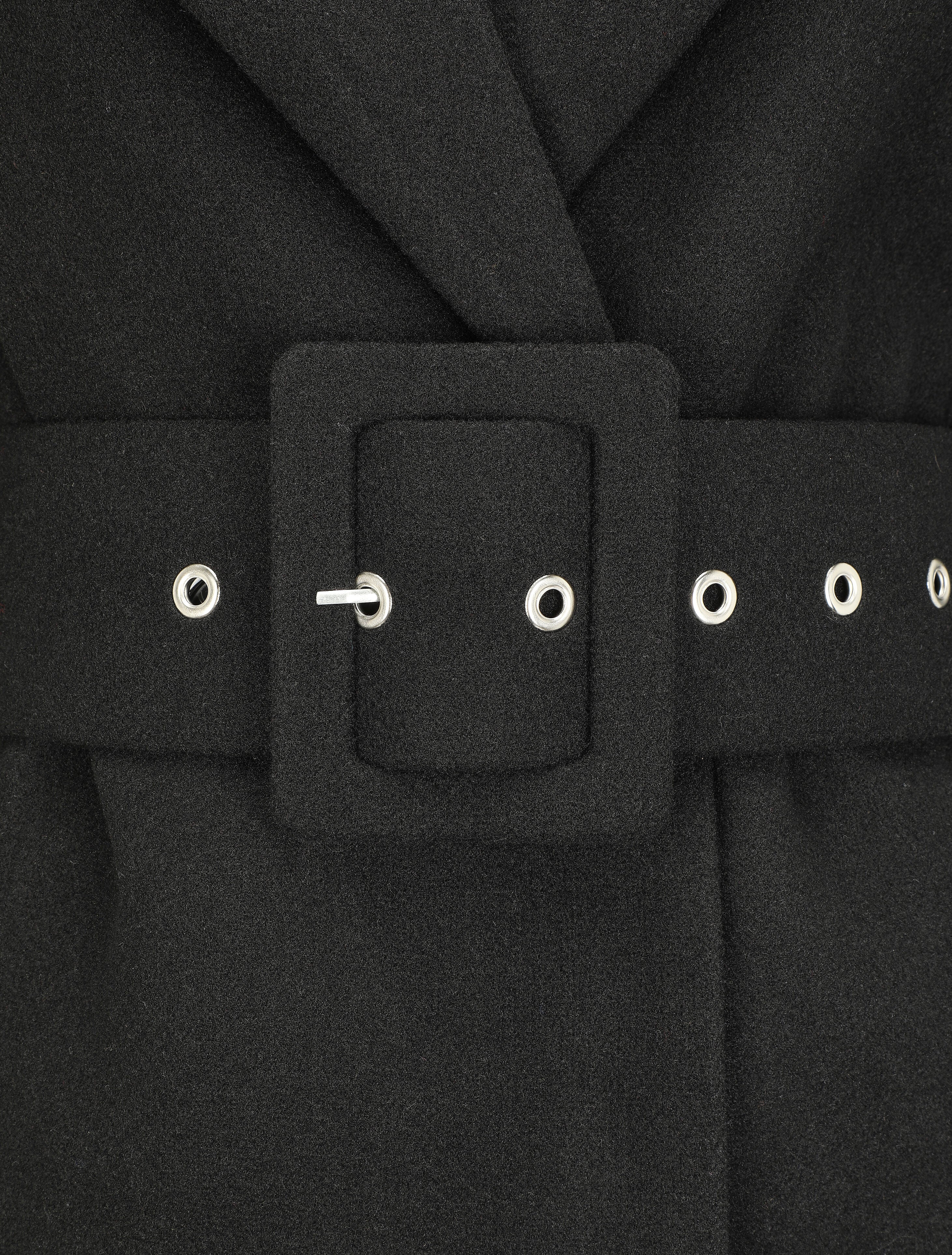 Manteau long boutonné et ceinturé - Noir - 3