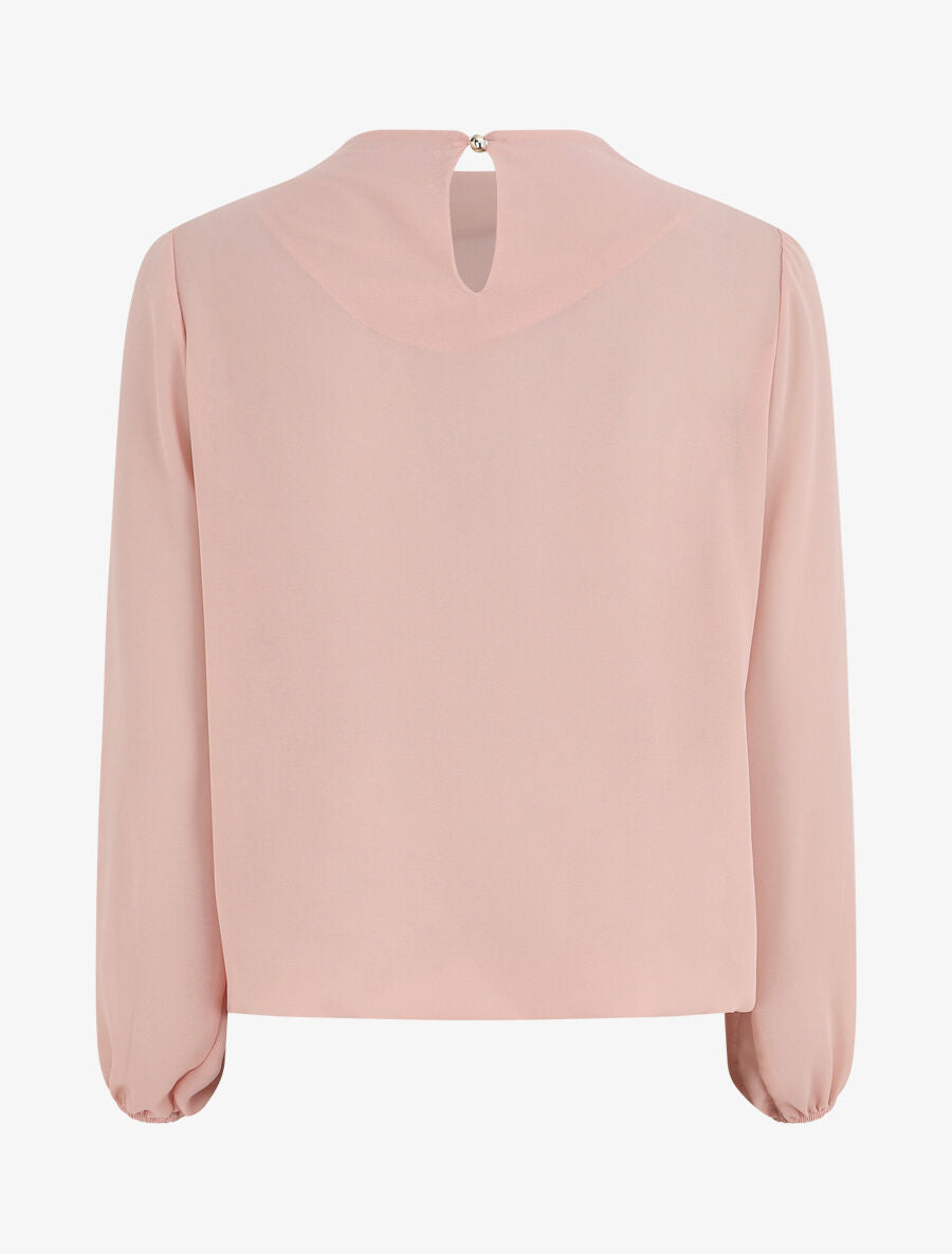Top uni à col drapé - Rose - 2