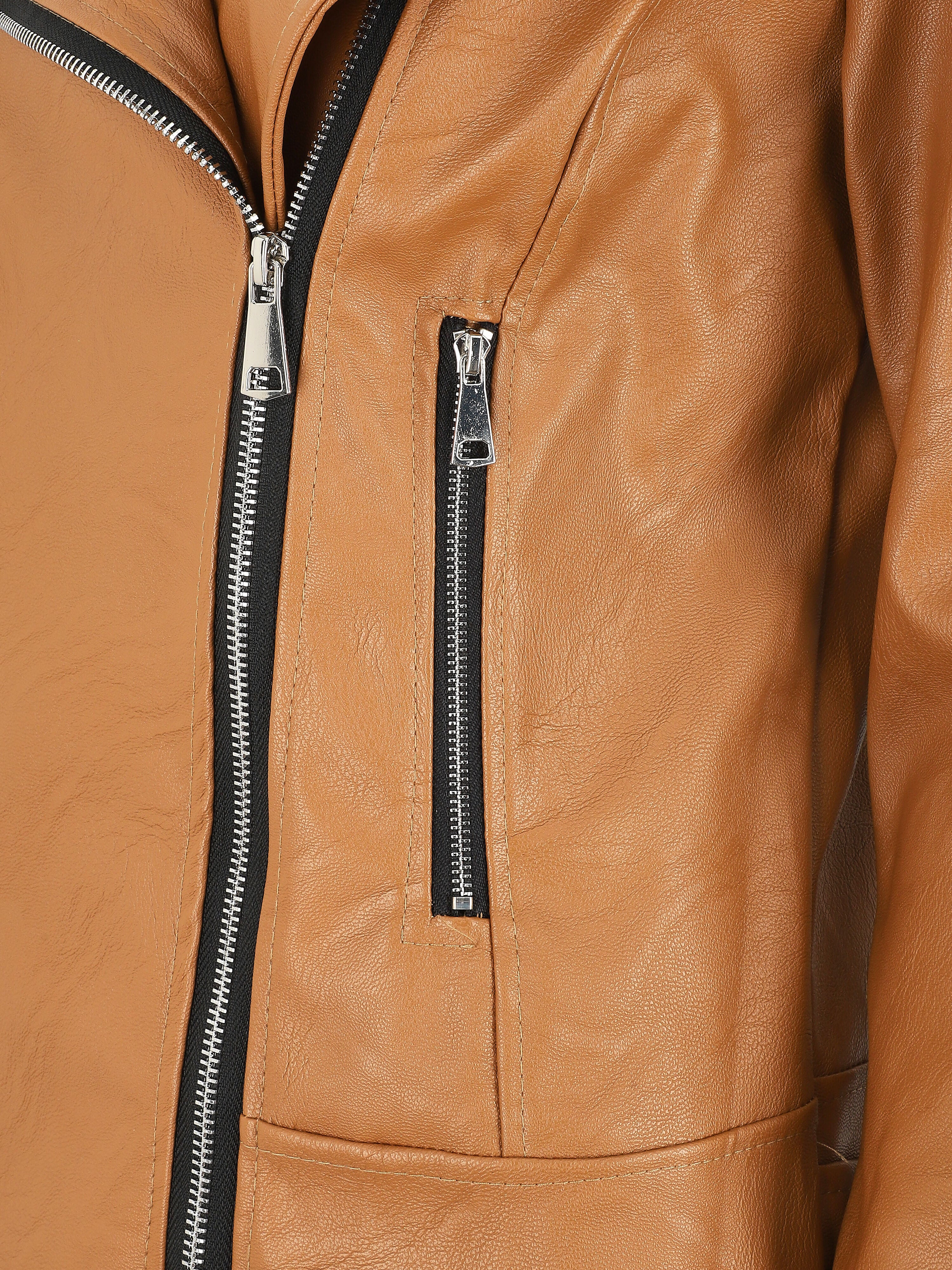 Perfecto droit en simili coupe droite - Camel - 3