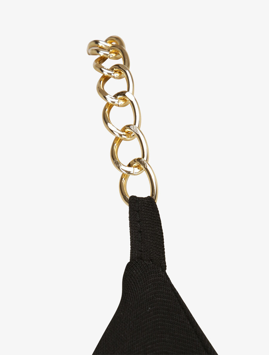 Robe drapée à bretelles en chaînes - Noir - 3