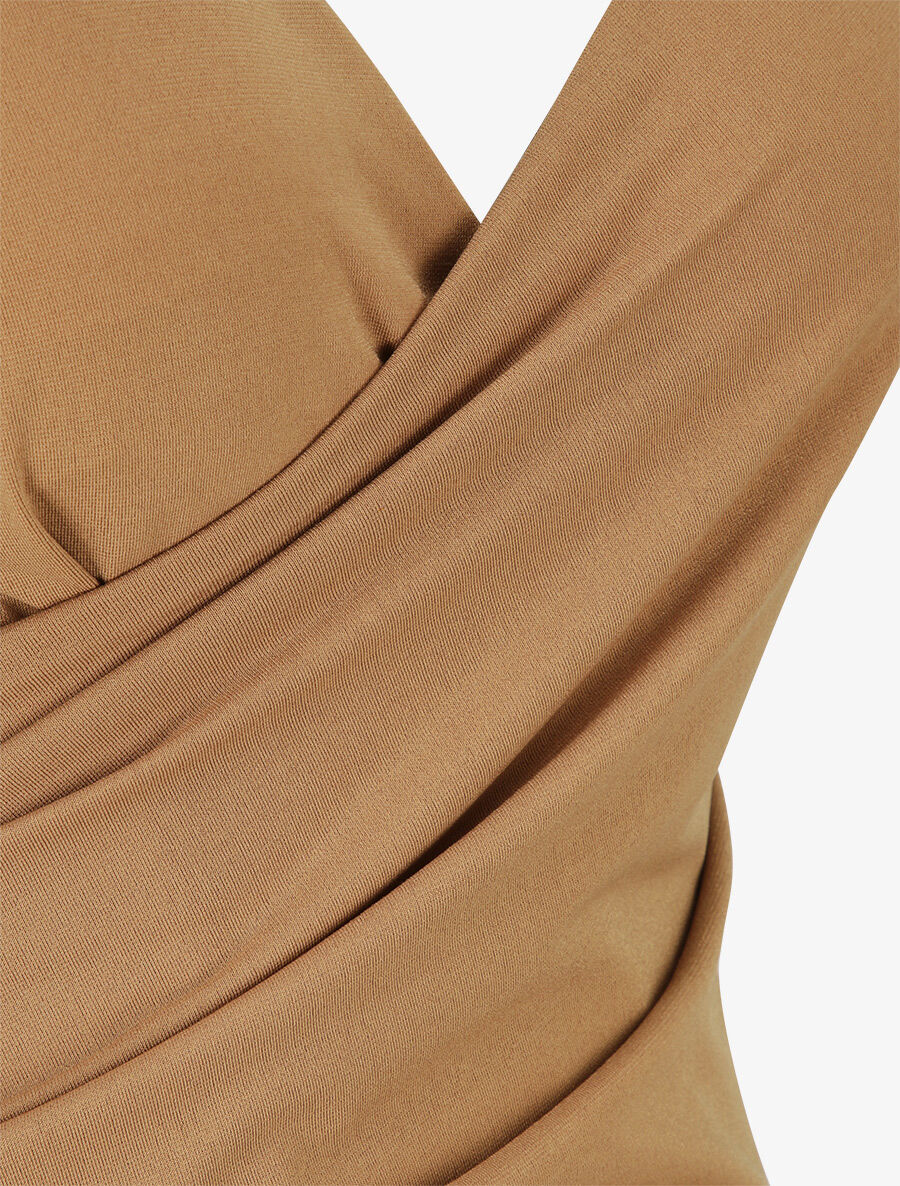 Robe drapée à bretelles en chaînes - Camel - 3