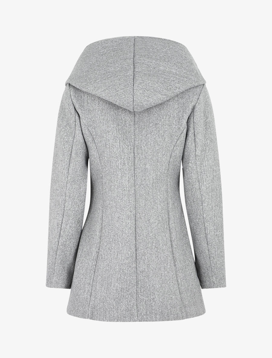 Manteau mi-long à capuche et zip - Gris - 2