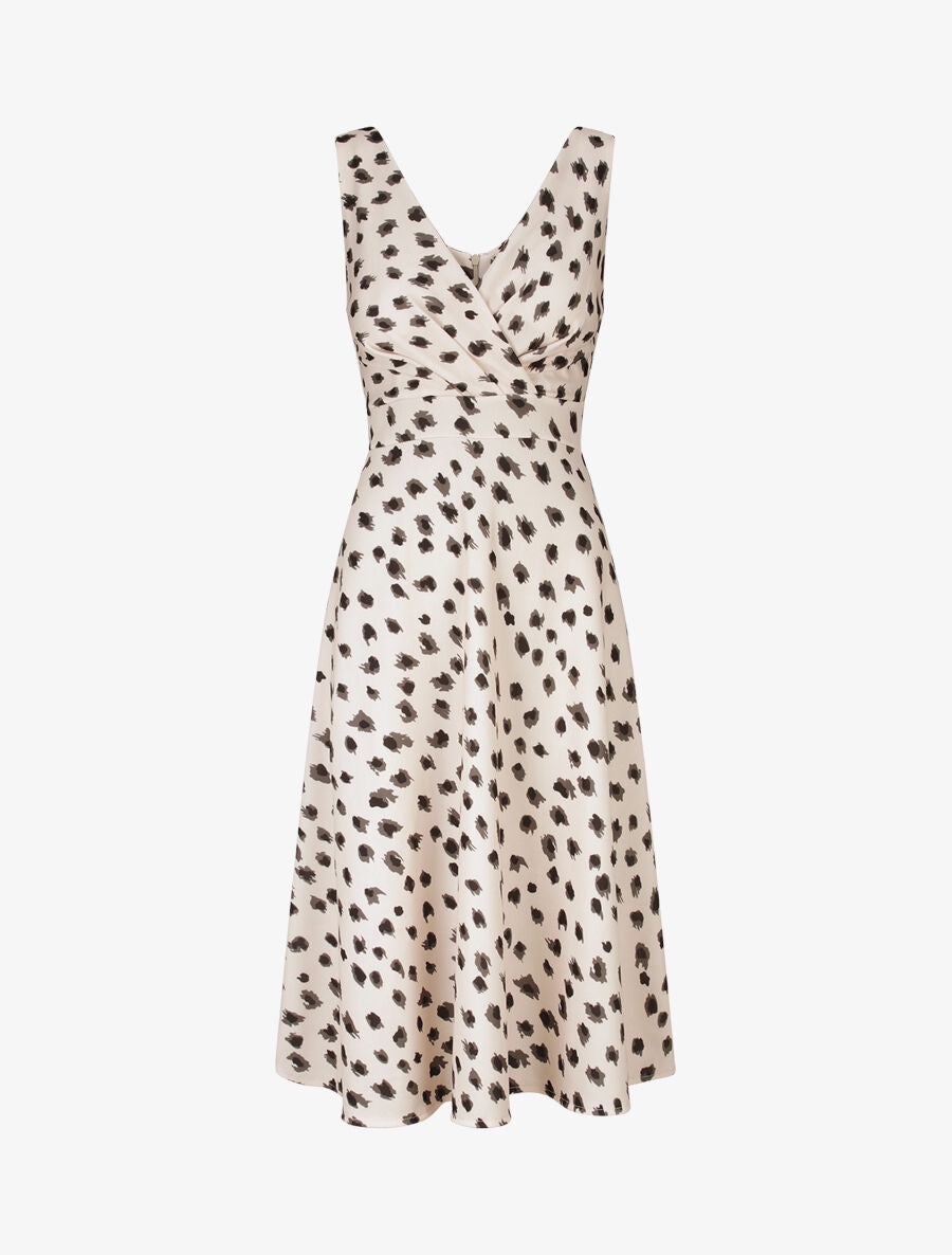 Robe midi imprimé léopard - Beige - 1