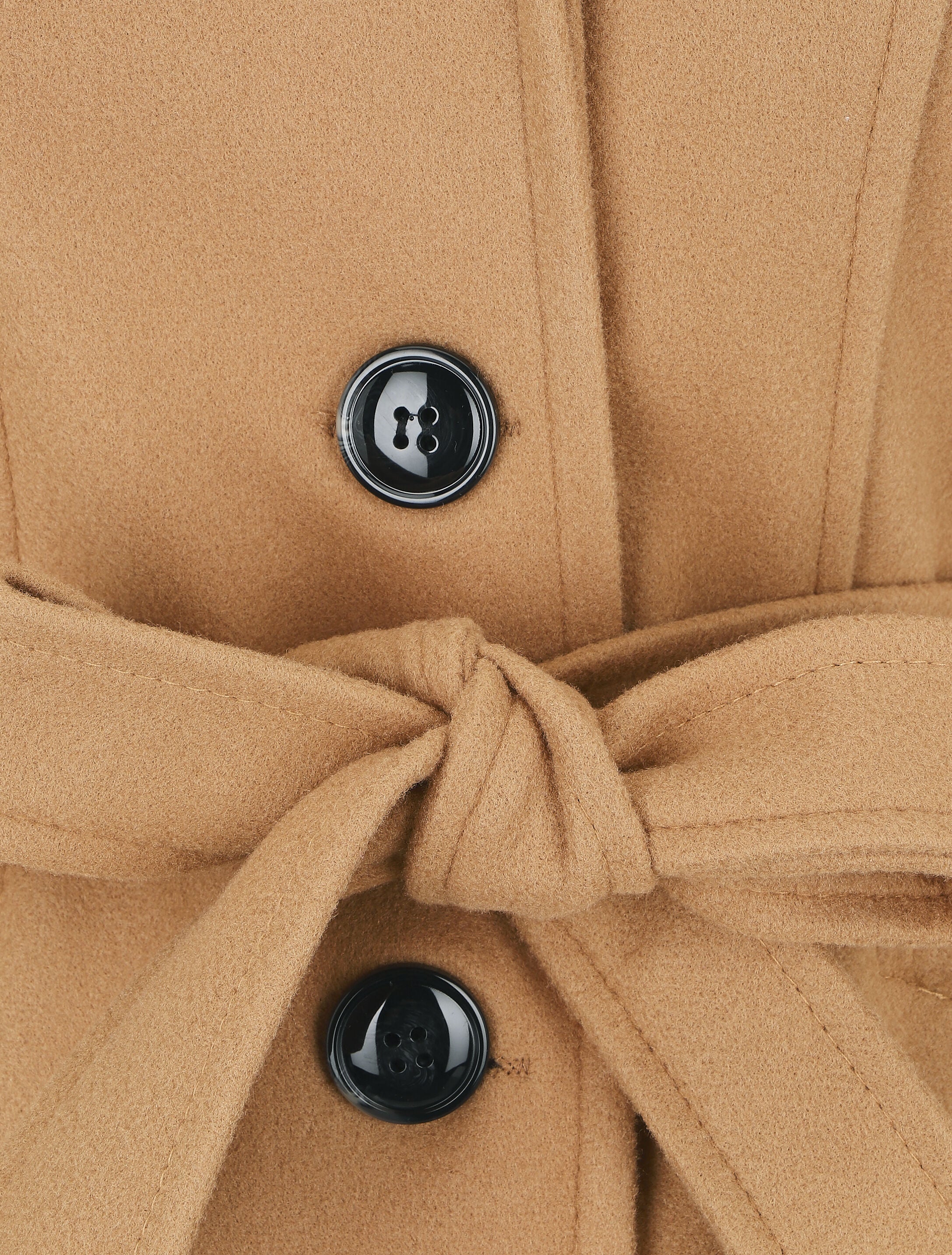 Manteau long à capuche uni - Camel - 3