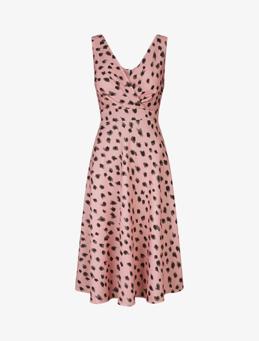 Robe midi imprimé léopard - Rose - 1