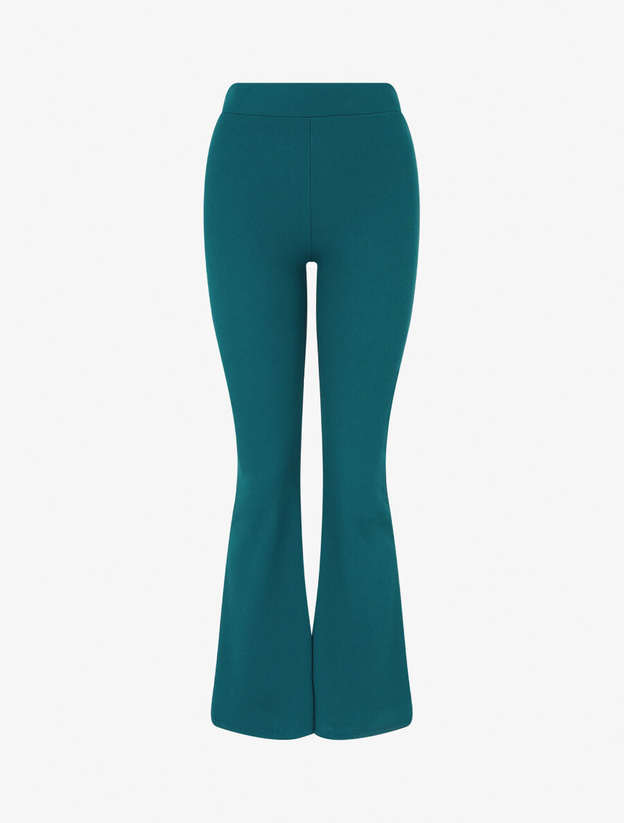 Pantalon fluide uni coupe flare - Bleu canard - 3
