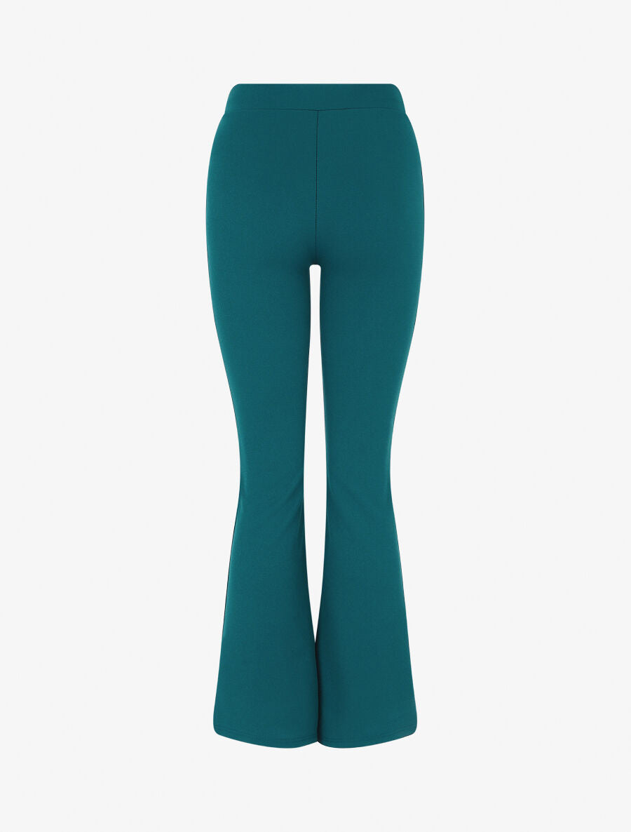 Pantalon fluide uni coupe flare - Bleu canard - 2