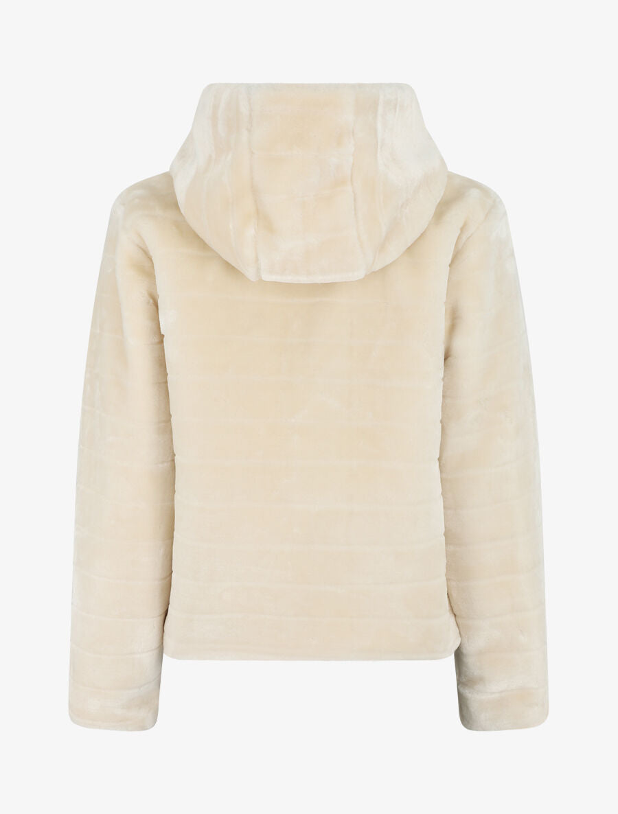 Manteau à capuche en fourrure synthétique - Beige clair - 2