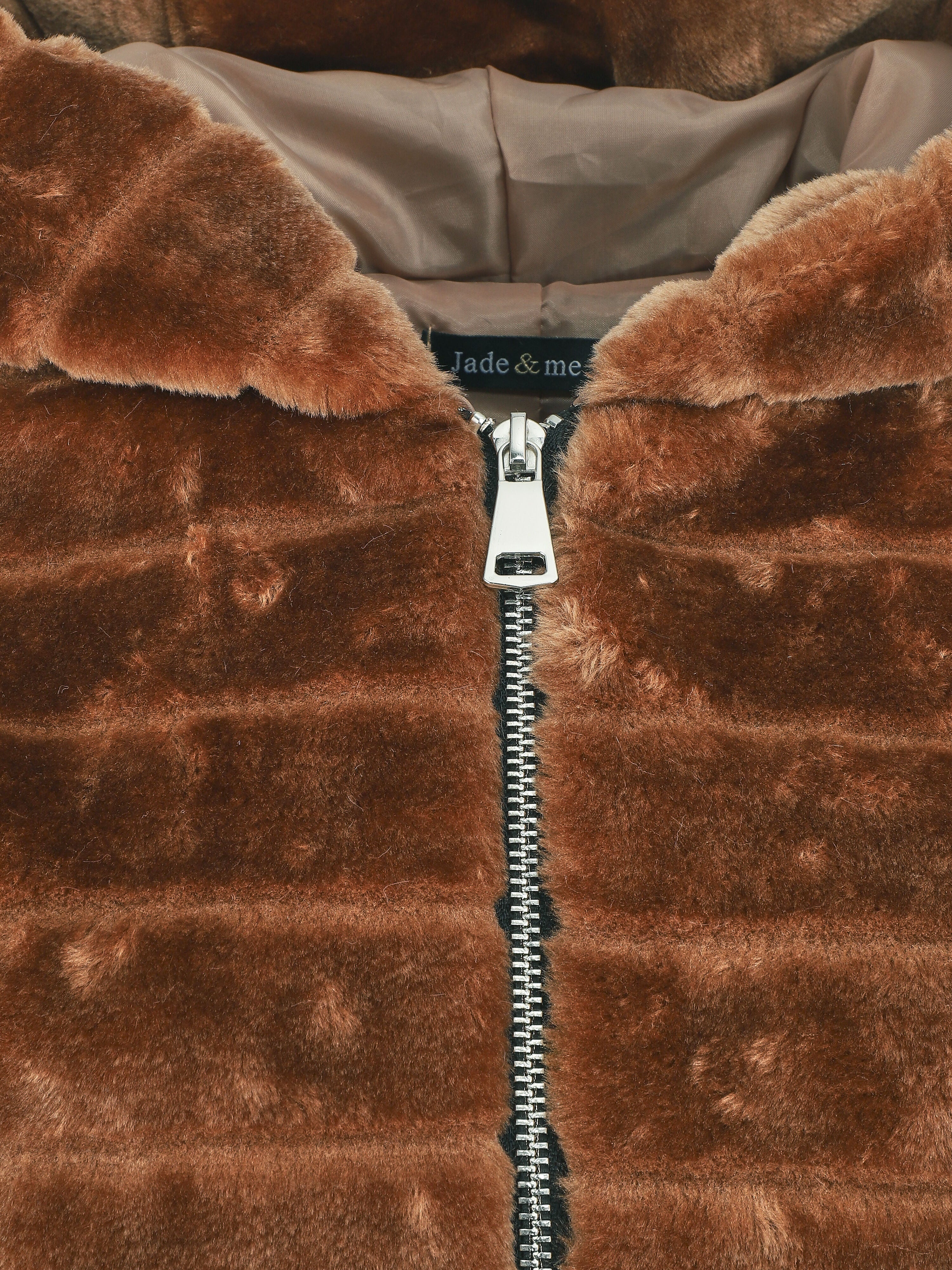 Manteau à capuche en fourrure synthétique - Camel - 3